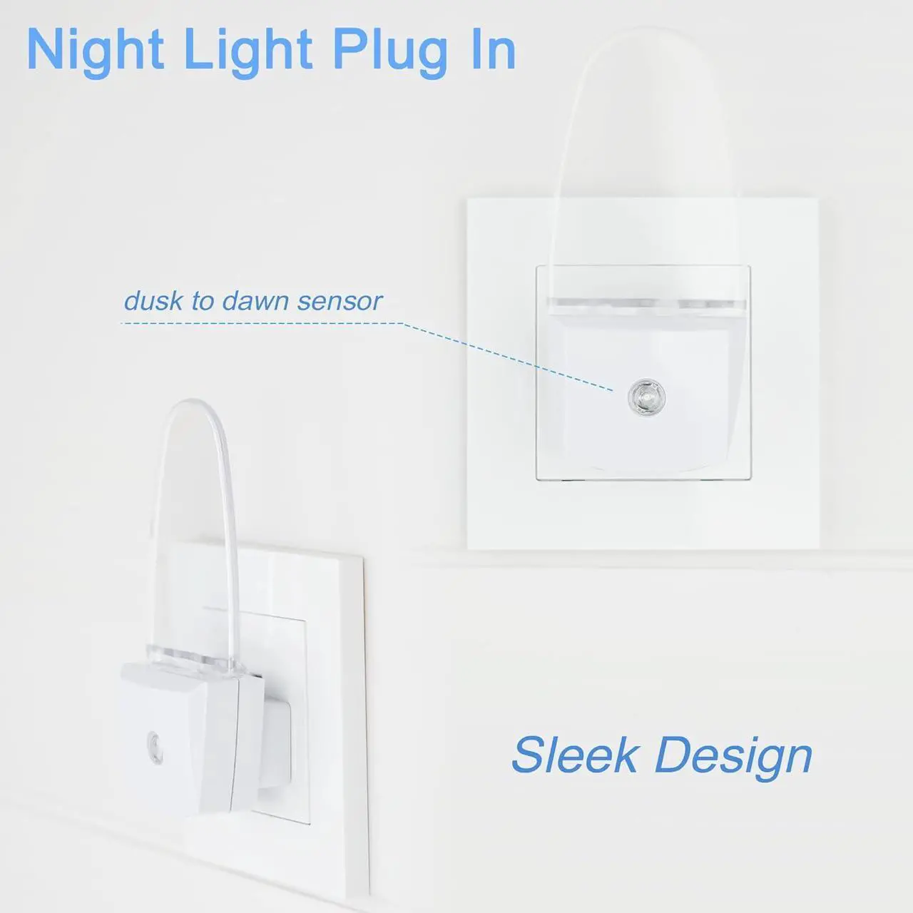 Alt view image 3 of 7 - 4 Pack Night Light Lamp with Dusk to Dawn Sensor, Plug in, Blue Led Night Light