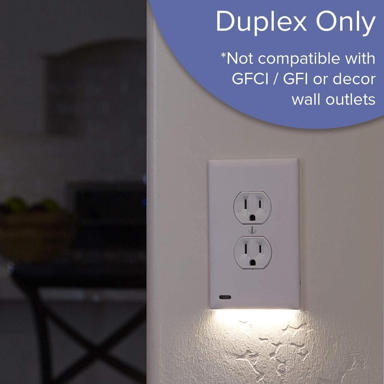Alt view image 2 of 7 - SnapPower GuideLight 2 Outlet Cover - Replaces Plug-In Night Light - Electrical Receptacle Wall Plate With LED Night Lights - Auto On/Off Sensor - (Duplex, White)