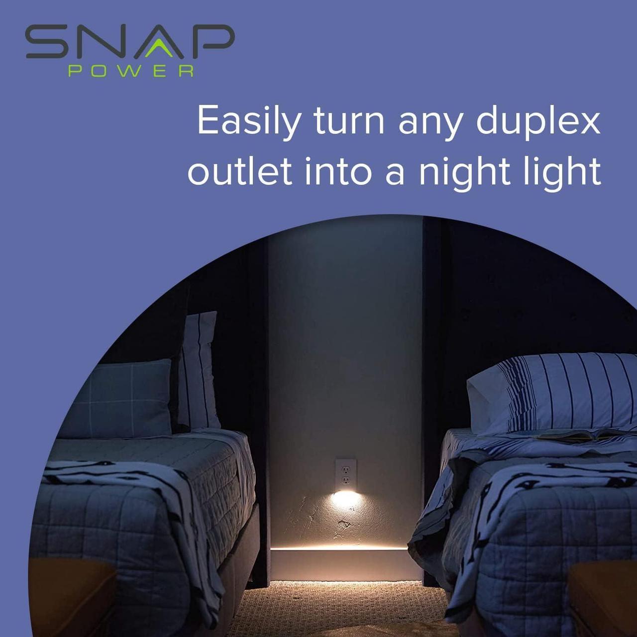 Alt view image 4 of 7 - SnapPower GuideLight 2 Outlet Cover - Replaces Plug-In Night Light - Electrical Receptacle Wall Plate With LED Night Lights - Auto On/Off Sensor - (Duplex, White)