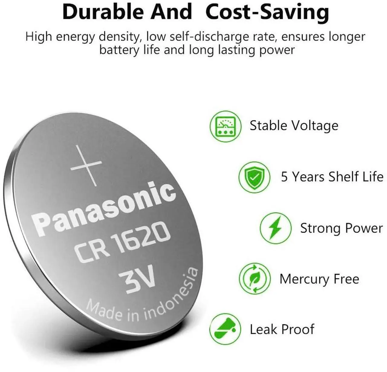 Alt view image 4 of 6 - Cr1620 CR 1620 Battery 5pcs 3v Button Cell Coin Lithium Batteries For Watch Car Toy ECR1620 LM1620 DL1620 5009LC KCR1620 BR1620