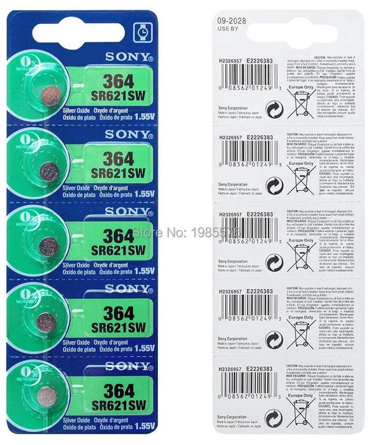 Alt view image 5 of 6 - 20pc FOR SONY 1.55V AG1 LR621 364 164 531 SR621 SR621SW SR60 SP364 TR621 Button Batteries For Watch Toy Remote Cell Coin Battery