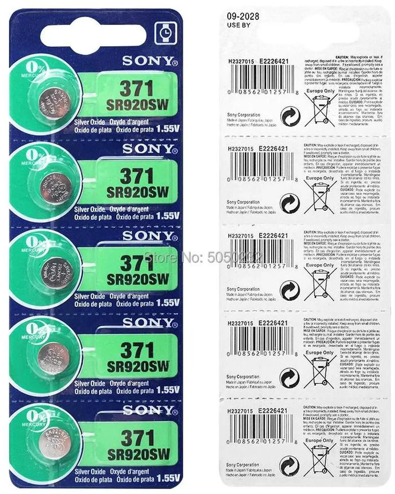 Alt view image 5 of 6 - 2pcs For Sony 370 AG6 371 SR920SW 920 1.55V Watch Battery SR920SW 371 Button Coin Cell Batteries MADE IN JAPAN