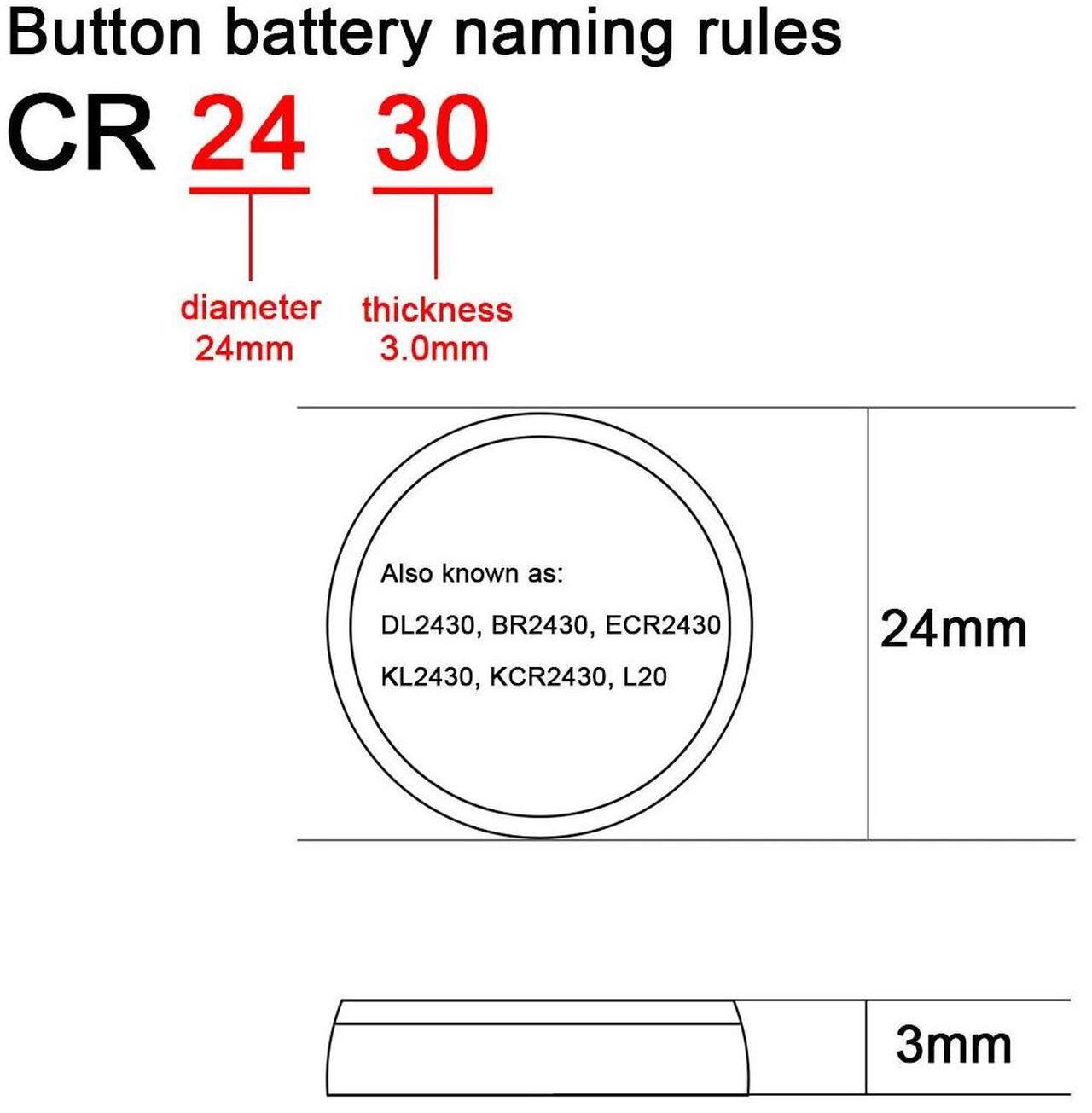 Alt view image 2 of 6 - CR2430 Watch Battery Button Battery 5 PCS/Pack DL2430 BR2430 ECR2430 Coin Cell Lithium Batteries for Toy Calculator Clock Watch