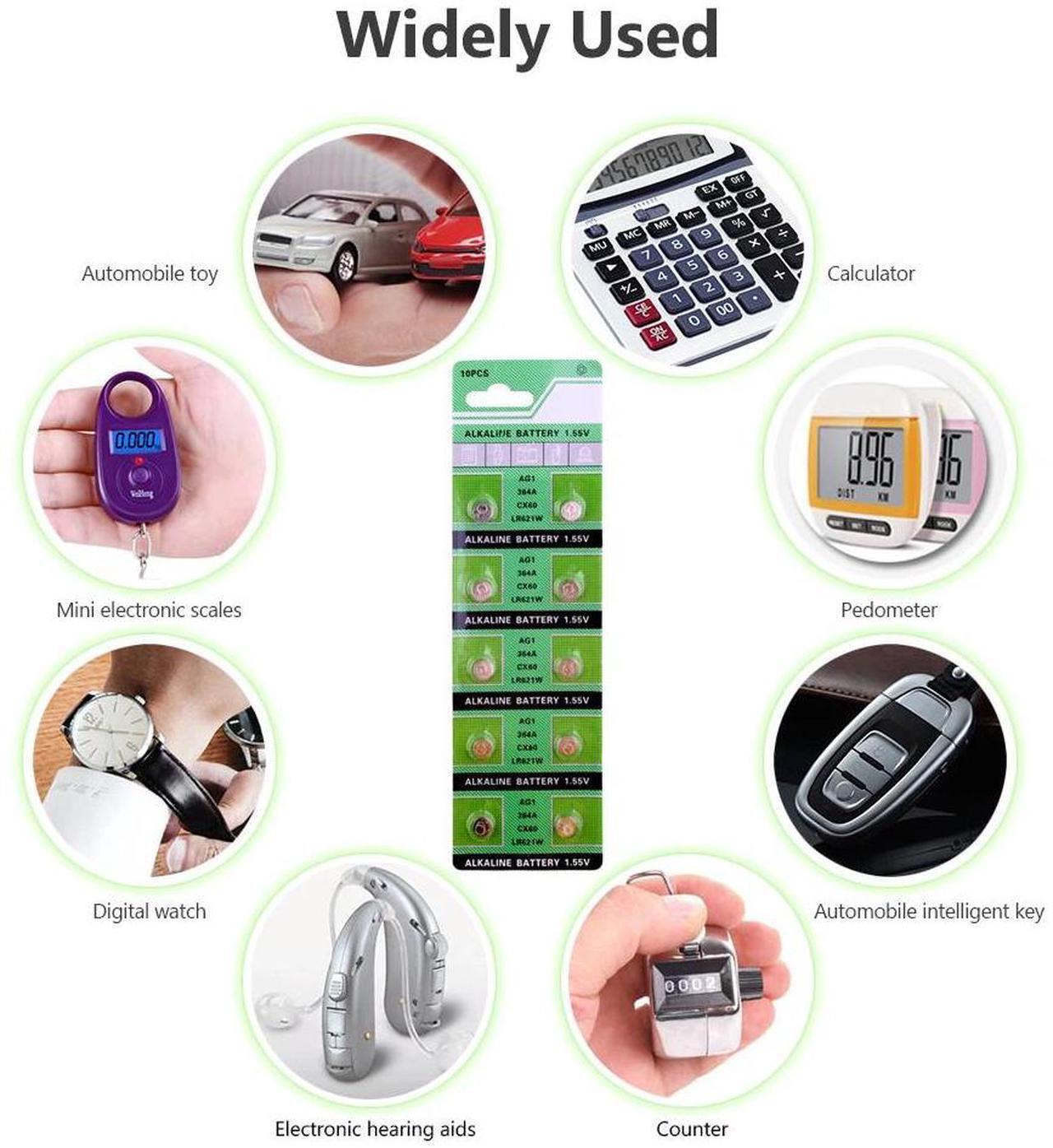 Alt view image 6 of 6 - 10pcs AG1 LR621 SR621 164 Button Coin Cell Batteries LR621W CX60 364A Alkaline Battery 1.55V TR621SW For Watch Toys Remote
