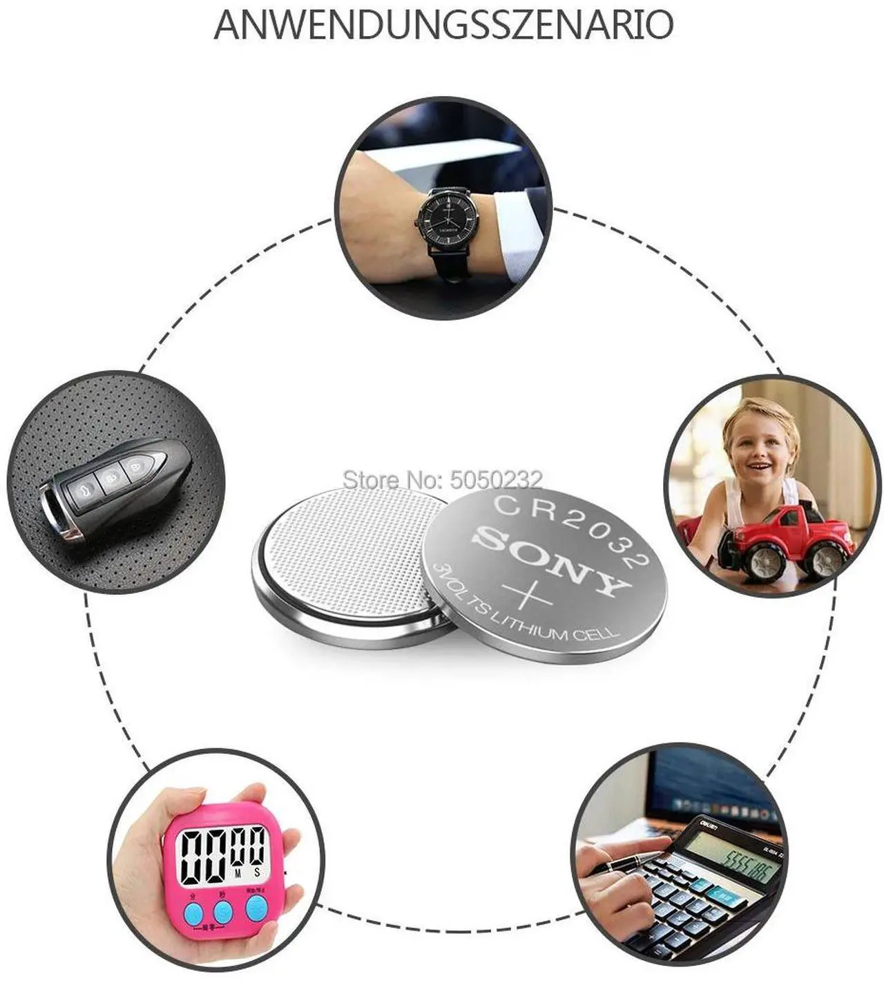 Alt view image 6 of 6 - 5pcs For SONY CR2032 Lithium Button Coin Cell Batteries 3V CR 2032 DL2032 ECR2032 BR2032 Battery For Watch Electronic Remote