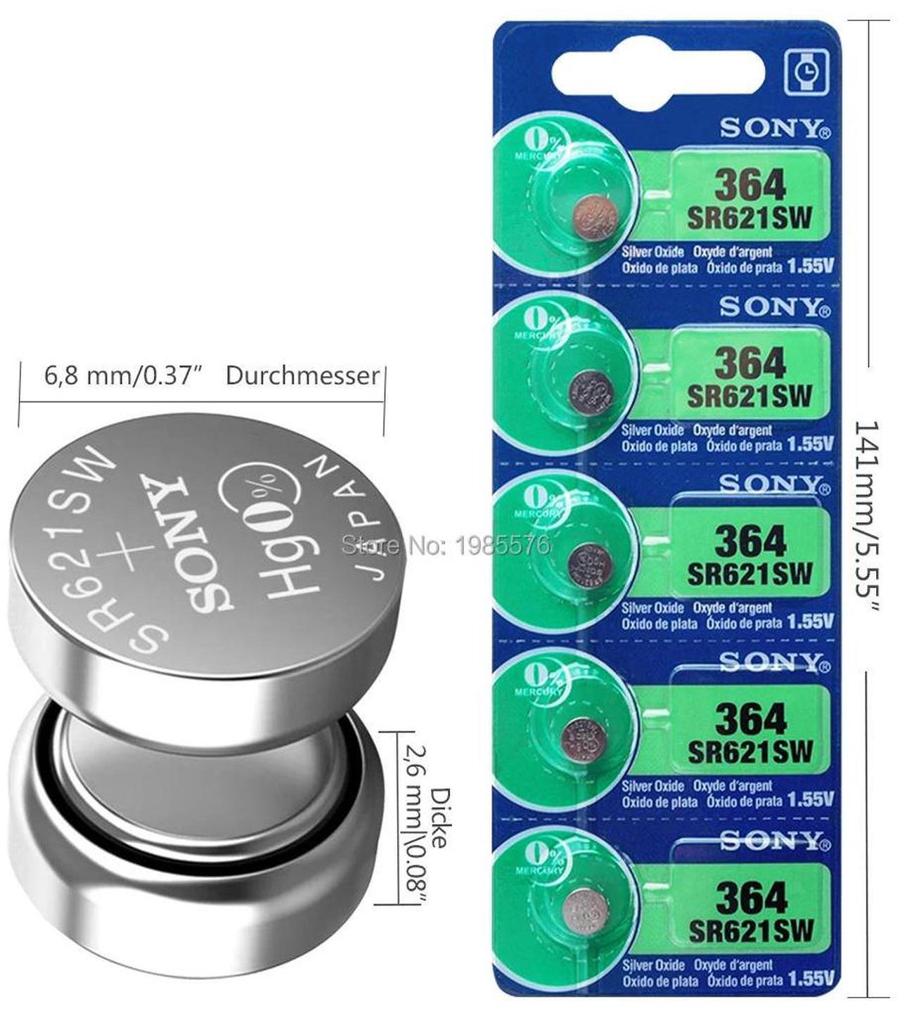 Alt view image 4 of 6 - 20pc FOR SONY 1.55V AG1 LR621 364 164 531 SR621 SR621SW SR60 SP364 TR621 Button Batteries For Watch Toy Remote Cell Coin Battery
