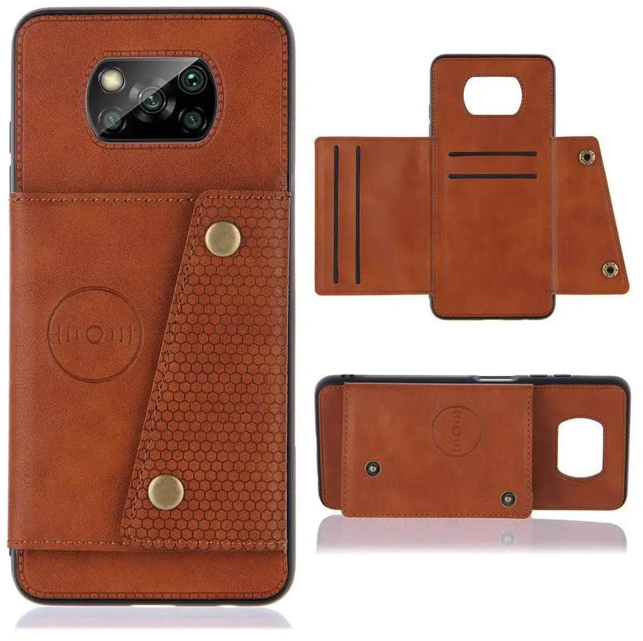 Main image of Poco X3 NFC X 3 3X Flip Case Leather Card Slot Car Phone Holder Back Panel for Xiaomi Mi Poco X3 Case Poco 3X X3NFC Shockproof