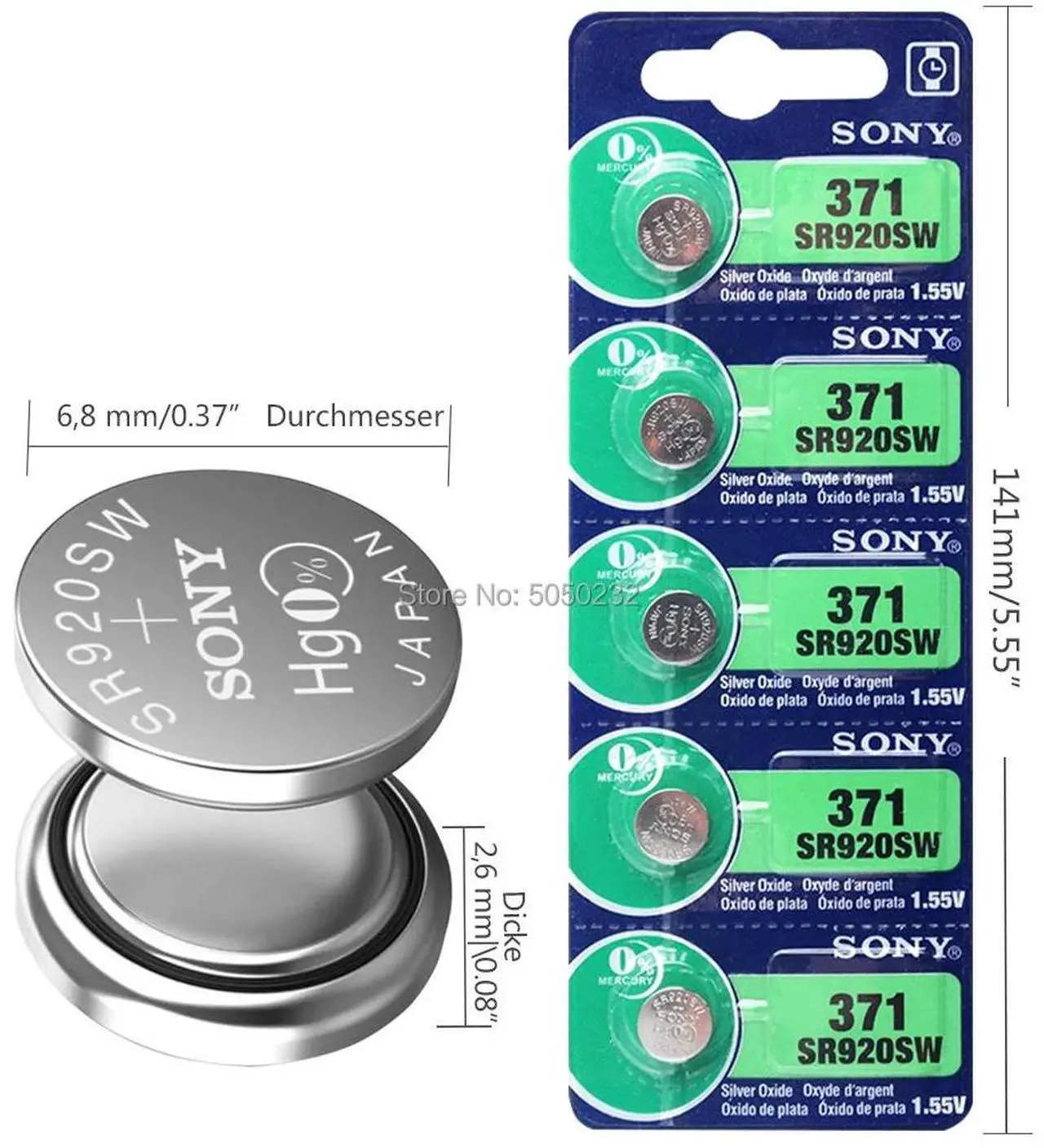 Alt view image 3 of 6 - 2pcs For Sony 370 AG6 371 SR920SW 920 1.55V Watch Battery SR920SW 371 Button Coin Cell Batteries MADE IN JAPAN