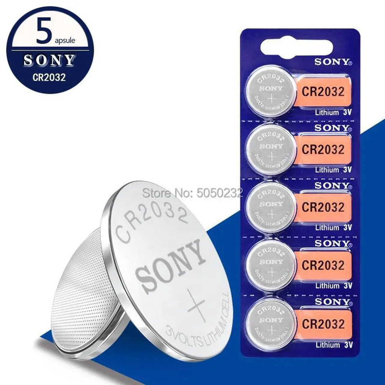 Main image of 5pcs For SONY CR2032 Lithium Button Coin Cell Batteries 3V CR 2032 DL2032 ECR2032 BR2032 Battery For Watch Electronic Remote