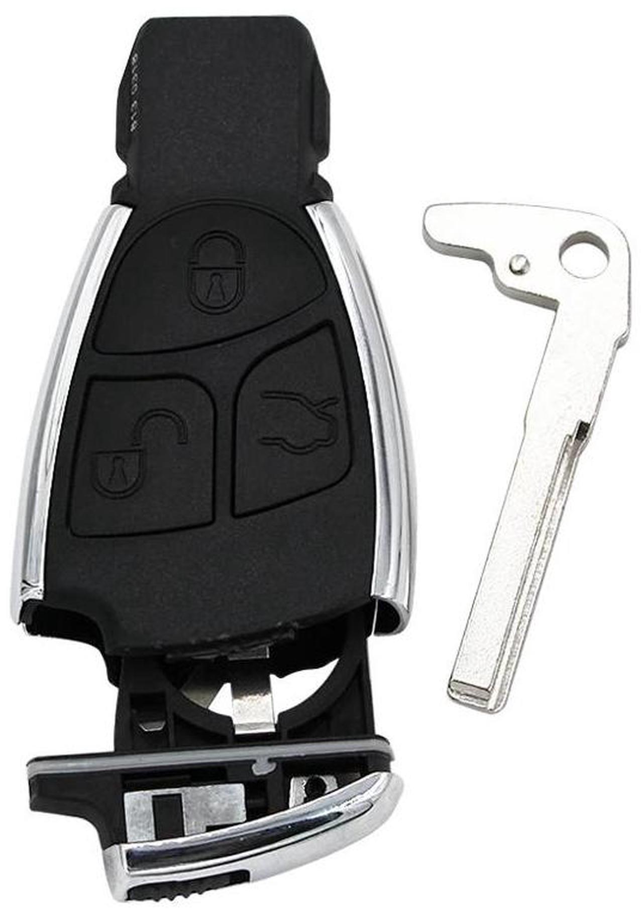 Alt view image 3 of 6 - 3 Button Silver Side Modified Folding Remote Key Shell Case Flip Key Housing Cover for Mercedes-Benz CLS C E S + Battery Holder