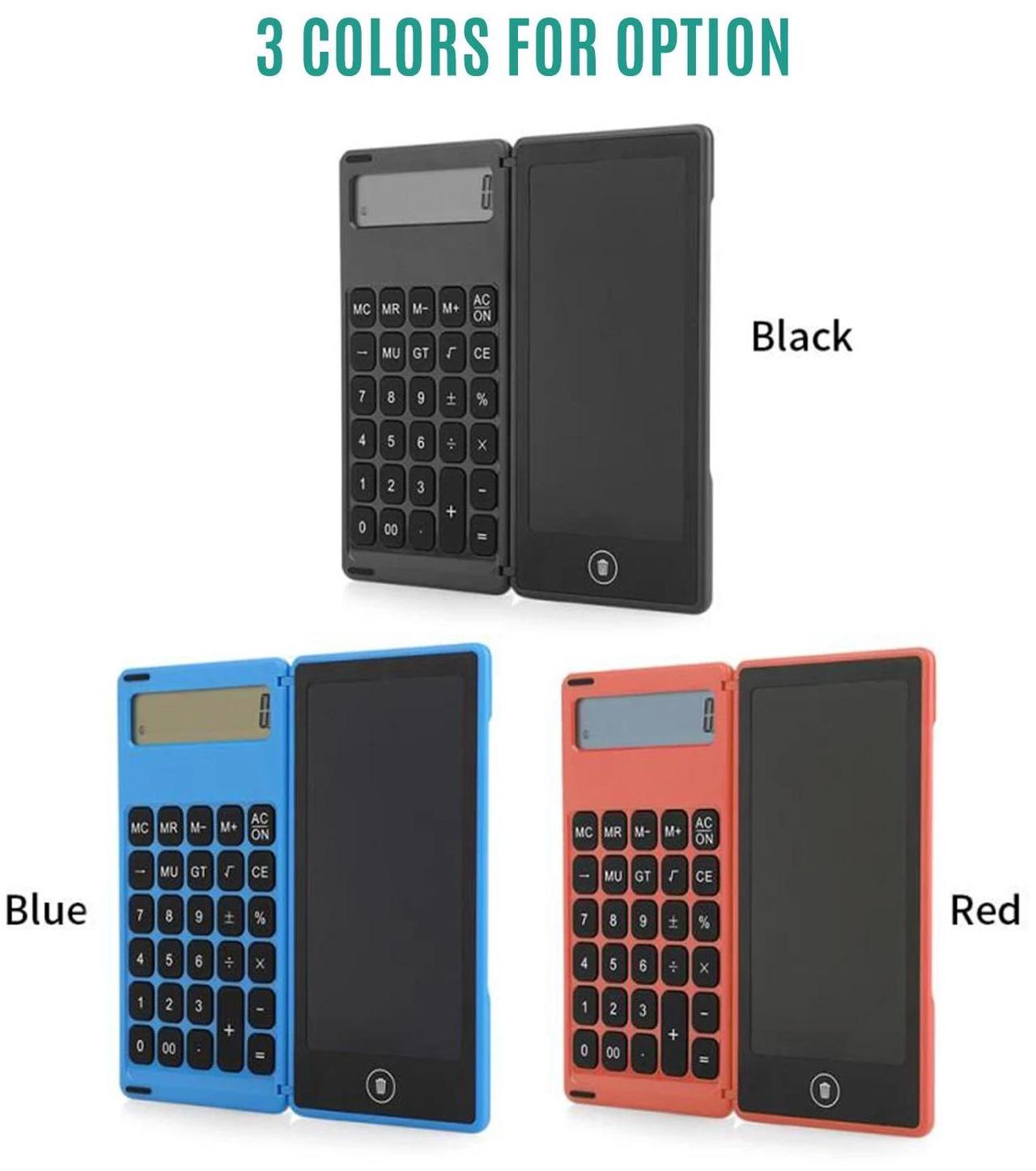 Alt view image 6 of 6 - Foldable Calculator & 6 Inch LCD Writing Tablet Digital Drawing Pad 12 Digits Display with Stylus Pen Erase Button Lock Function