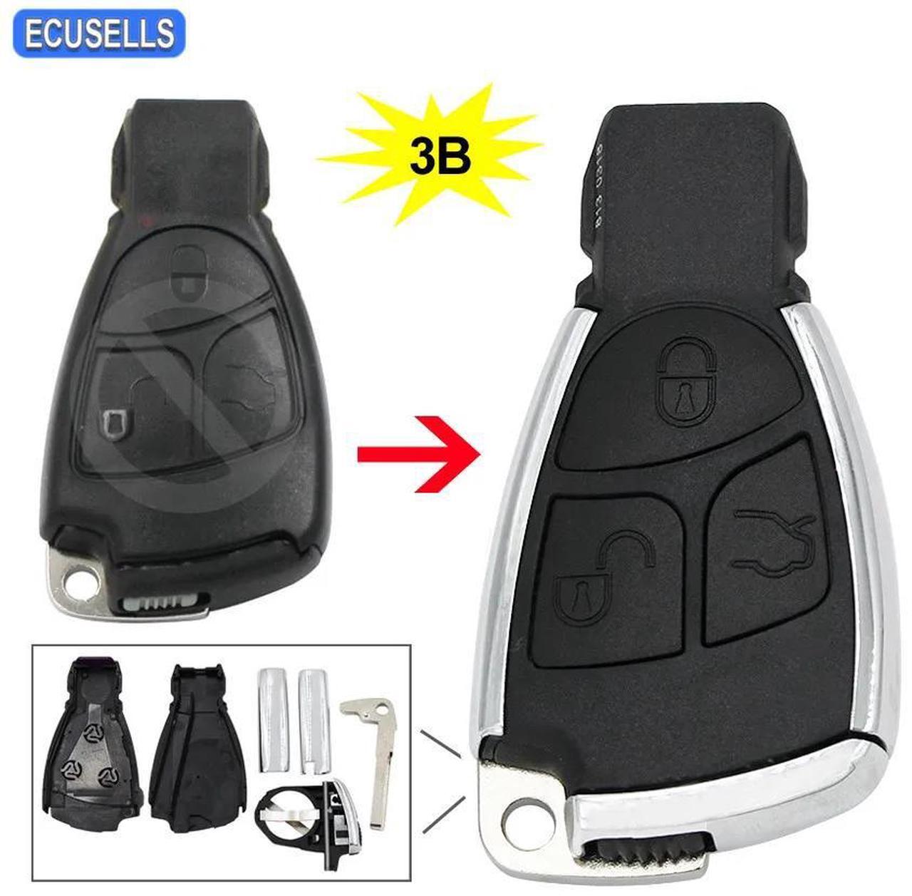 Main image of 3 Button Silver Side Modified Folding Remote Key Shell Case Flip Key Housing Cover for Mercedes-Benz CLS C E S + Battery Holder