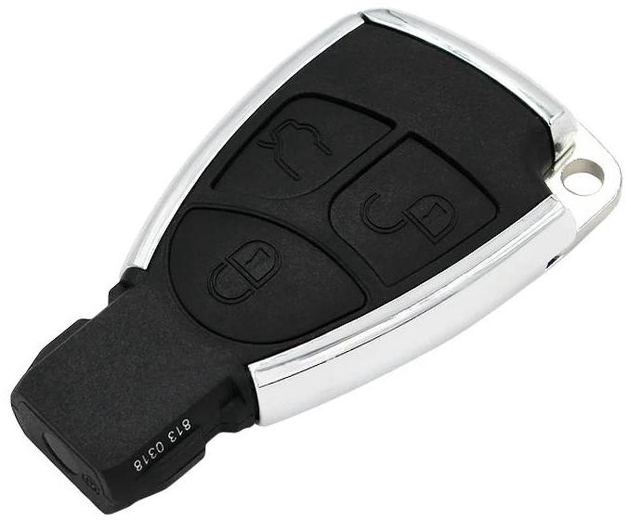 Alt view image 2 of 6 - 3 Button Silver Side Modified Folding Remote Key Shell Case Flip Key Housing Cover for Mercedes-Benz CLS C E S + Battery Holder