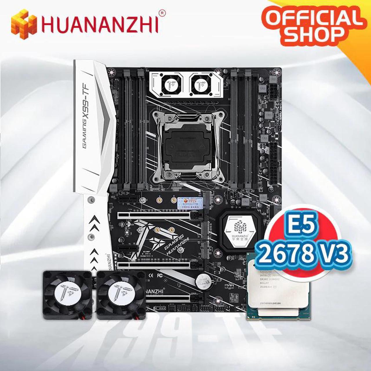 X99 TF X99 Motherboard with Intel XEON E5 2678 V3  with MOS Fan combo kit set use DDR3 DDR4 RECC memory NVME USB 3.0