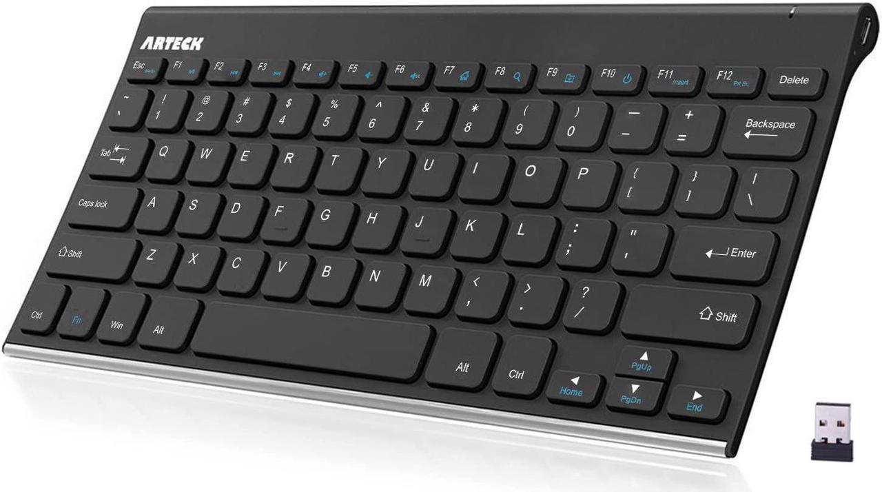 Arteck 2.4G Wireless Keyboard Ultra Compact Slim Full Size Keyboard for Desktop/PC/Laptop and Windows 10/8 / 7 / Vista/XP