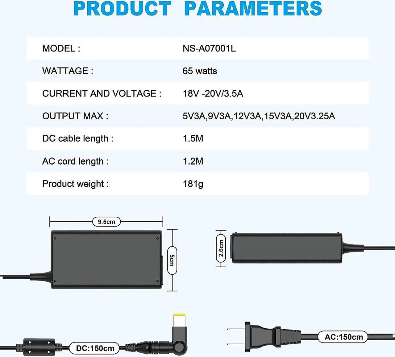Alt view image 6 of 7 - 65W 45W Laptop Charger for Lenovo IdeaPad, Yoga, Flex 4-14, ThinkPad Series and Asus, Toshiba Satellite, Gateway Series AC Power AdapterView Compatible Models on The Product Page