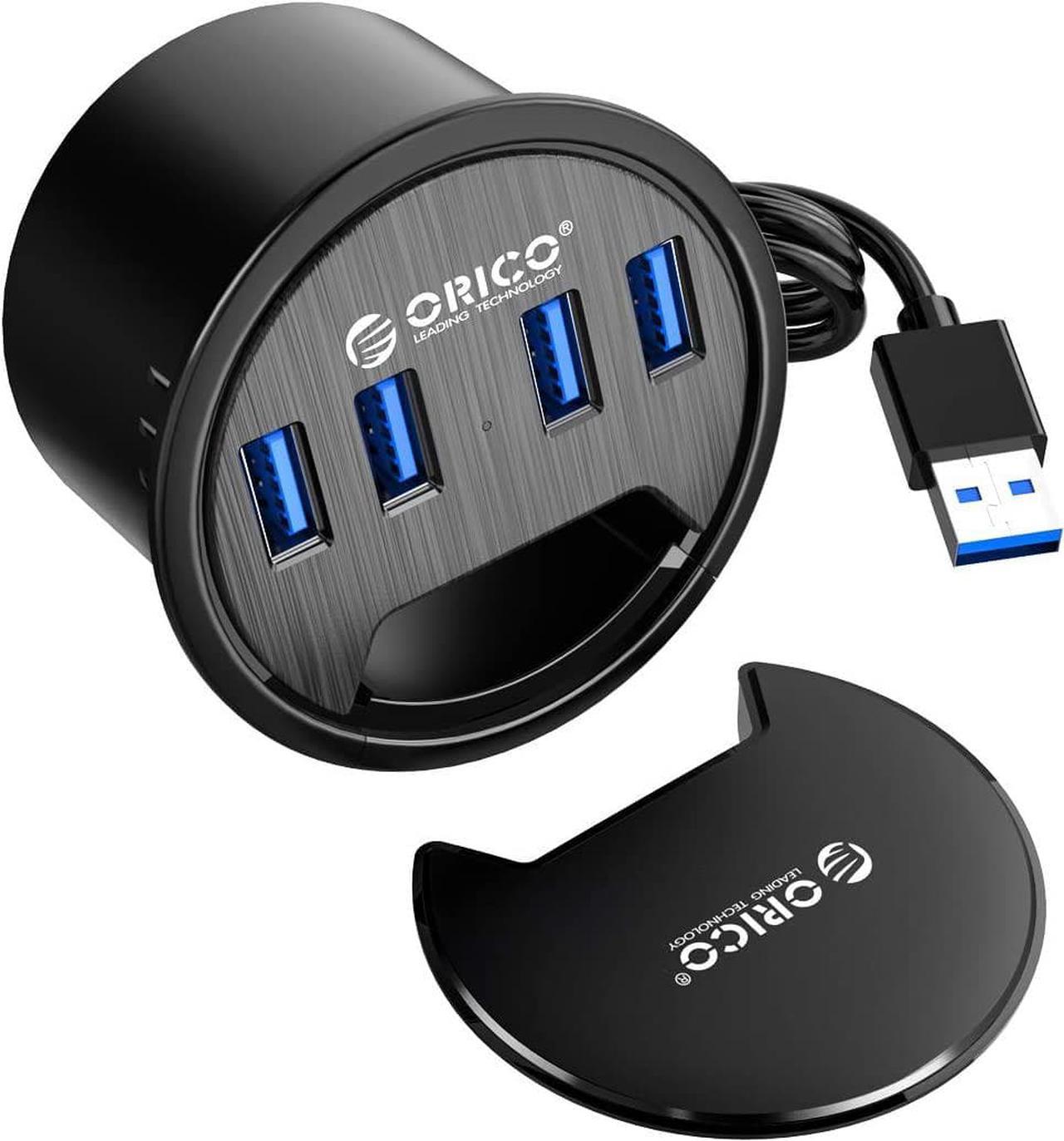 ORICO Desk Grommet, 4 Port USB 3.0 Hub, 5Gbps Data Transmission with 4.9ft Cord for Diameter 2.36" or 60MM Hole, Office Accessories, for PC, Flash Drive, HDD Enclosure and Other USB Devices