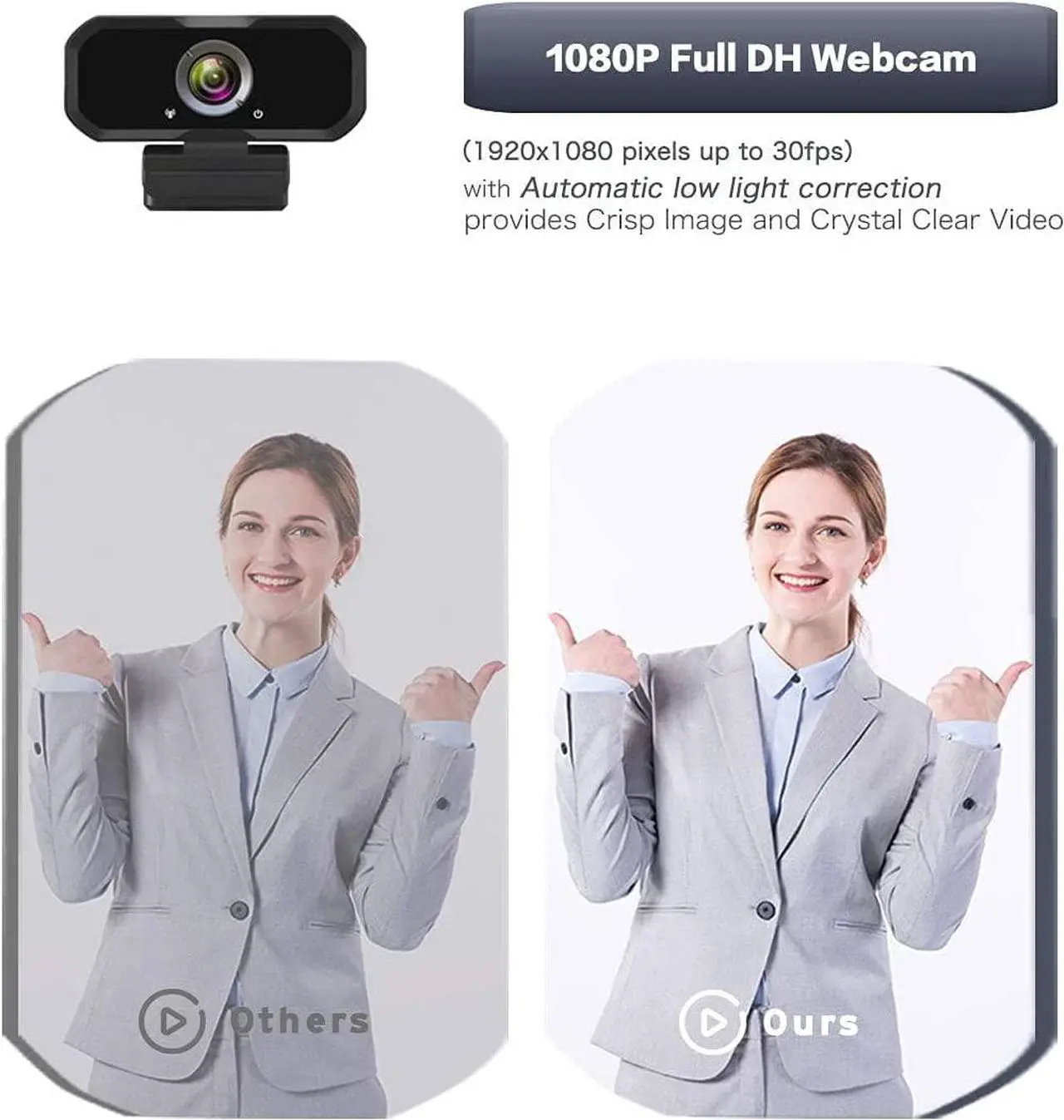 Alt view image 3 of 7 - Webcam 1080p HD Computer Camera - Microphone Laptop USB PC Webcam with Privacy Shutter and Tripod Stand, 110 Degree Live Streaming Widescreen Recording Pro Video Web Camera for Calling, Conferencing
