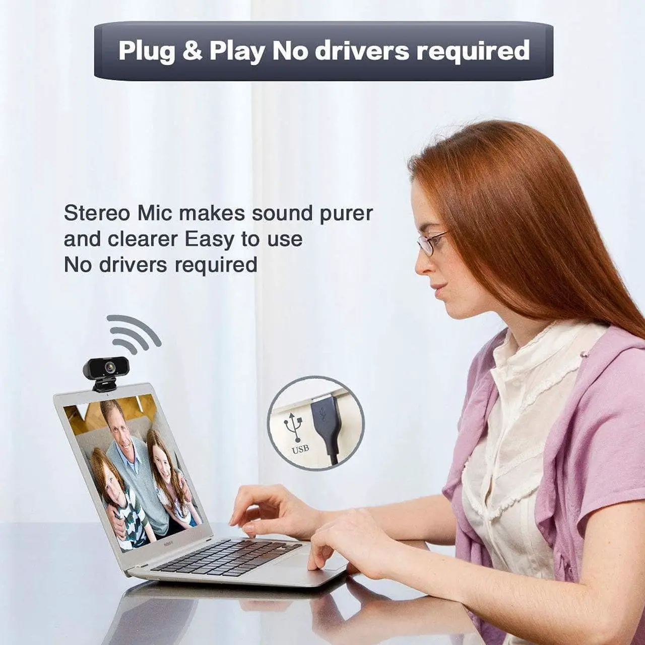 Alt view image 4 of 7 - Webcam 1080p HD Computer Camera - Microphone Laptop USB PC Webcam with Privacy Shutter and Tripod Stand, 110 Degree Live Streaming Widescreen Recording Pro Video Web Camera for Calling, Conferencing