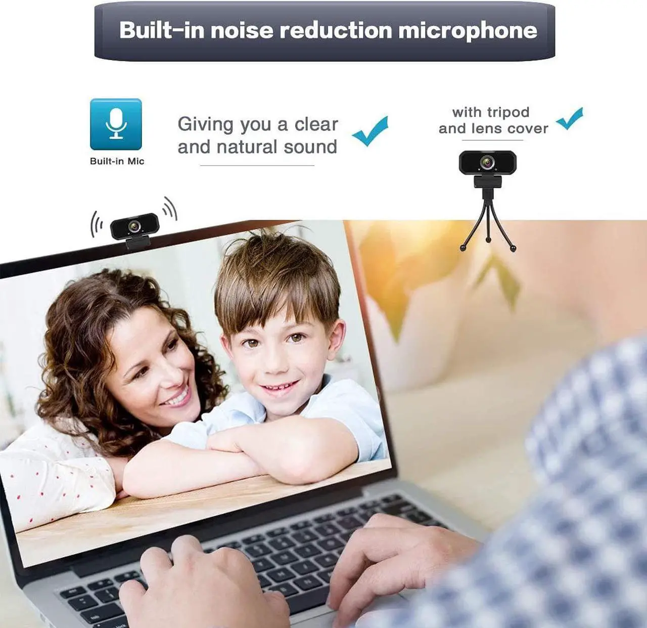 Alt view image 5 of 7 - Webcam 1080p HD Computer Camera - Microphone Laptop USB PC Webcam with Privacy Shutter and Tripod Stand, 110 Degree Live Streaming Widescreen Recording Pro Video Web Camera for Calling, Conferencing