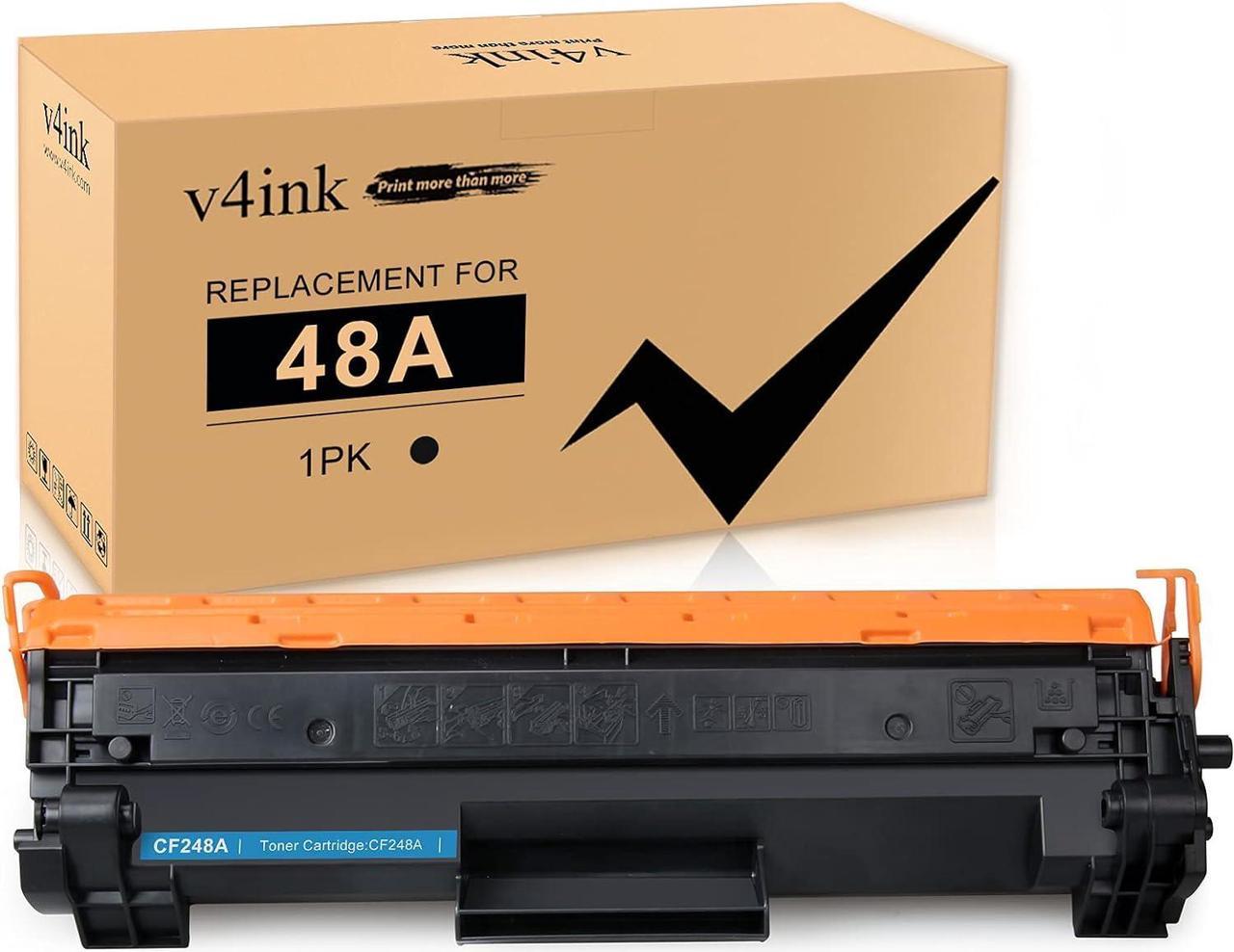 [with New CHIP] V4INK Black 1-Pack Compatible for HP 48A CF248A M15w M29w Toner Cartridge for use in HP Laserjet Pro M15w M15a M16a M16w M15 HP Laserjet Pro MFP M28w M28a M29w M29a M29 Printer Ink