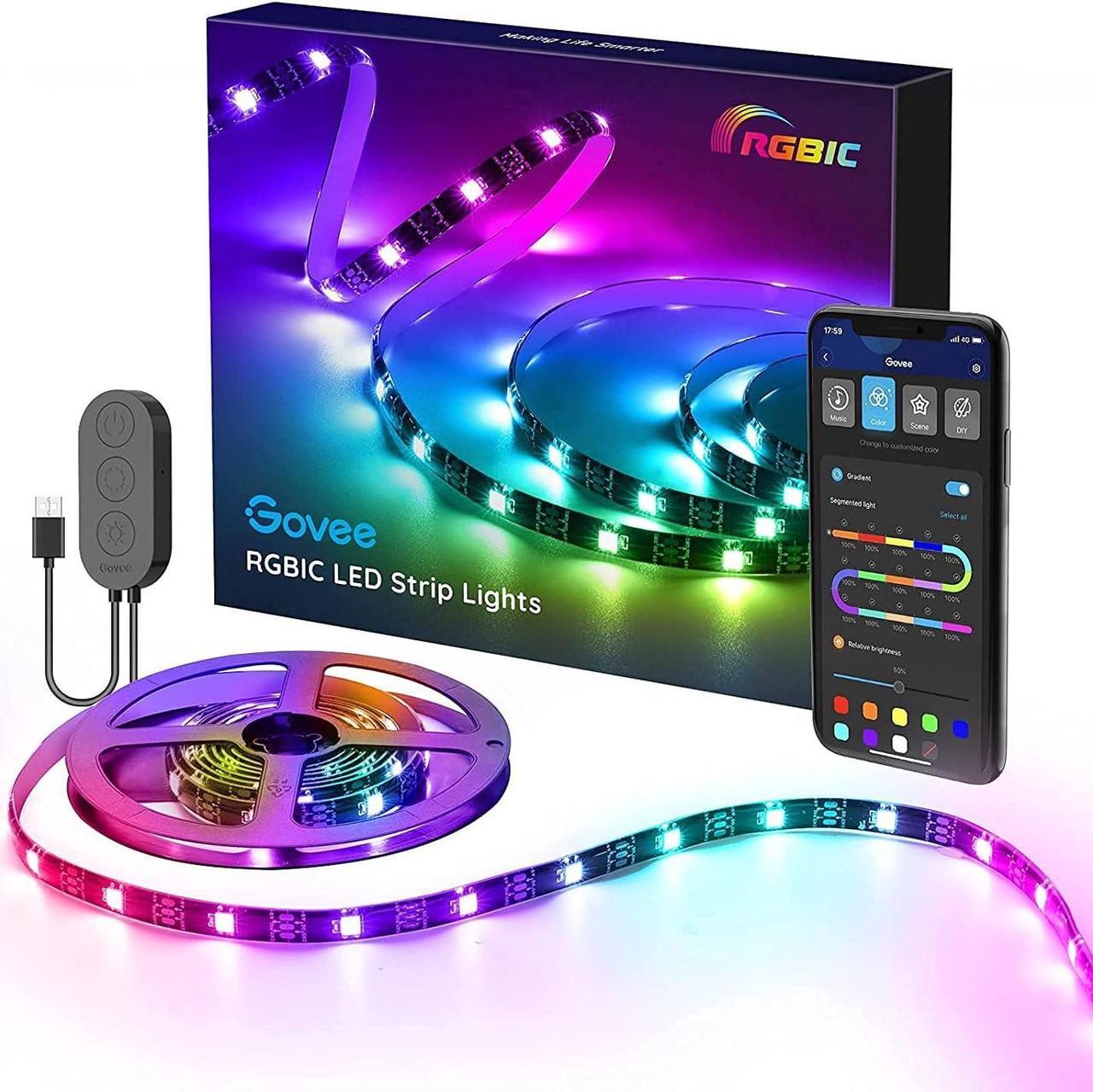 Govee RGBIC TV Light Strip, 6.56ft TV LED Backlight Strip for 30-50 inch TV, USB LED Strip with APP Control, Color Changing by Sync to Music, RGBIC LED Lights for TV PC Monitor Gaming Room