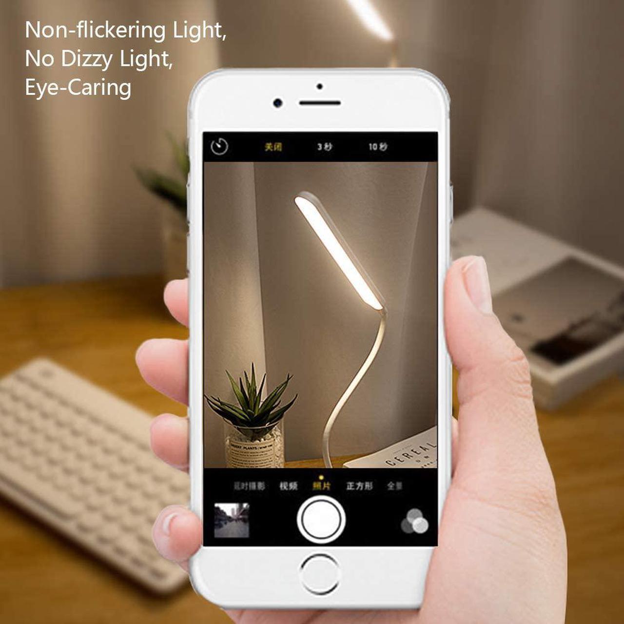 Alt view image 3 of 7 - Cordless Desk Table Lamp Reading Light Rechargeable Battery 2200m,Touch 3 LED Modes,Dimmable,Small,Gooseneck, Highest 17.7",Lamp for Kids Bedroom Bedside