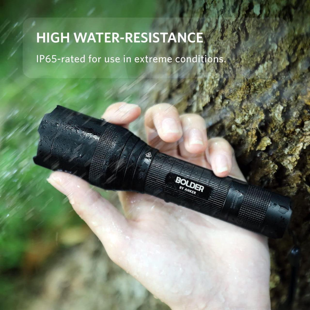 Alt view image 4 of 6 - Rechargeable Bolder LC90 LED Flashlight Pocket-Sized Torch with Super Bright 900 Lumens CREE LED IPX5 Water-Resistant Zoomable 5 Light Modes