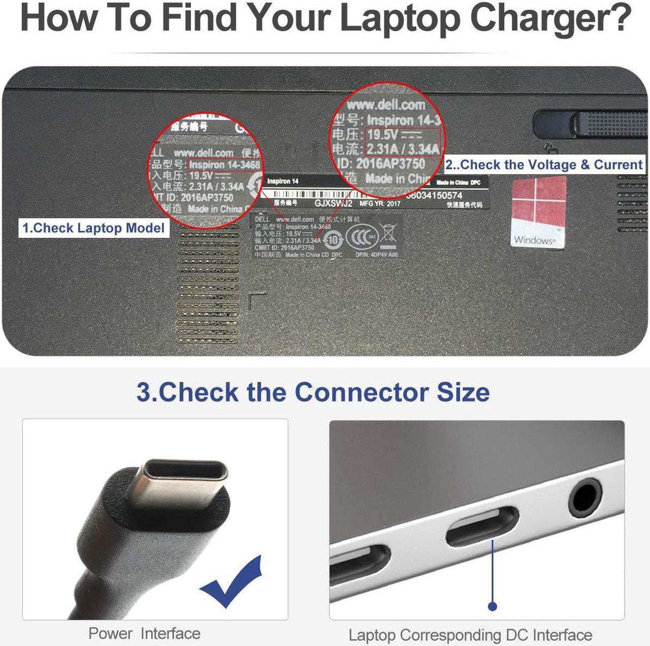 Alt view image 3 of 7 - USB-C Laptop Charger 45W for Acer Chromebook 315 311 CP311 CP315 CB311 CB315 Chromebook Spin 11 13 15 R13 713 714 715 C721 C732 C733 C933 N16Q14 N17Q5 N18Q1 N15Q13 Type C Charging Cord