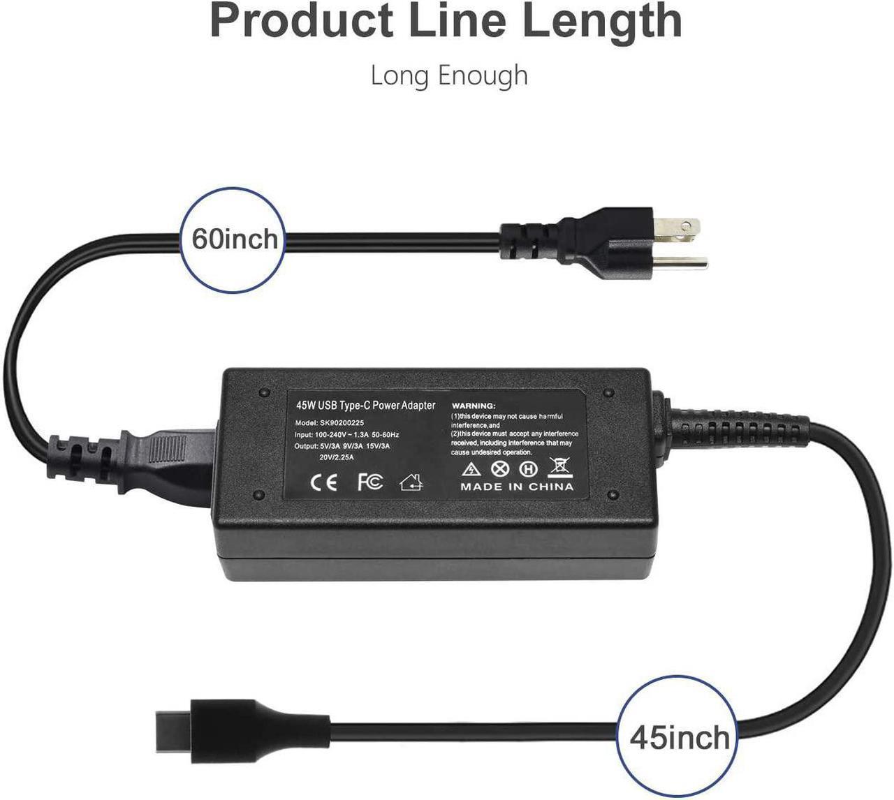 Alt view image 4 of 7 - USB-C Laptop Charger 45W for Acer Chromebook 315 311 CP311 CP315 CB311 CB315 Chromebook Spin 11 13 15 R13 713 714 715 C721 C732 C733 C933 N16Q14 N17Q5 N18Q1 N15Q13 Type C Charging Cord