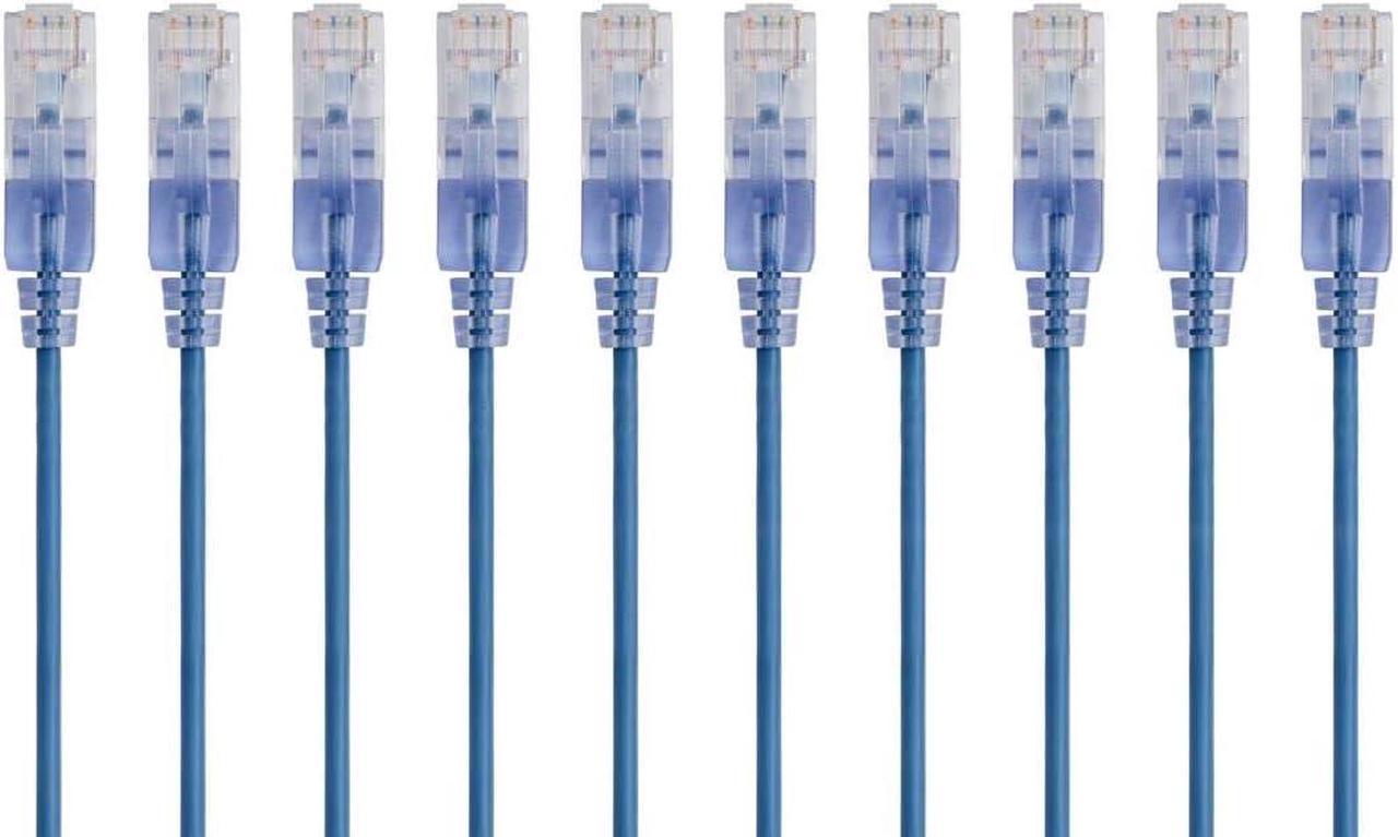 Monoprice 10-Pack SlimRun Cat6A Ethernet Network Patch Cable 10G 6-inch Blue