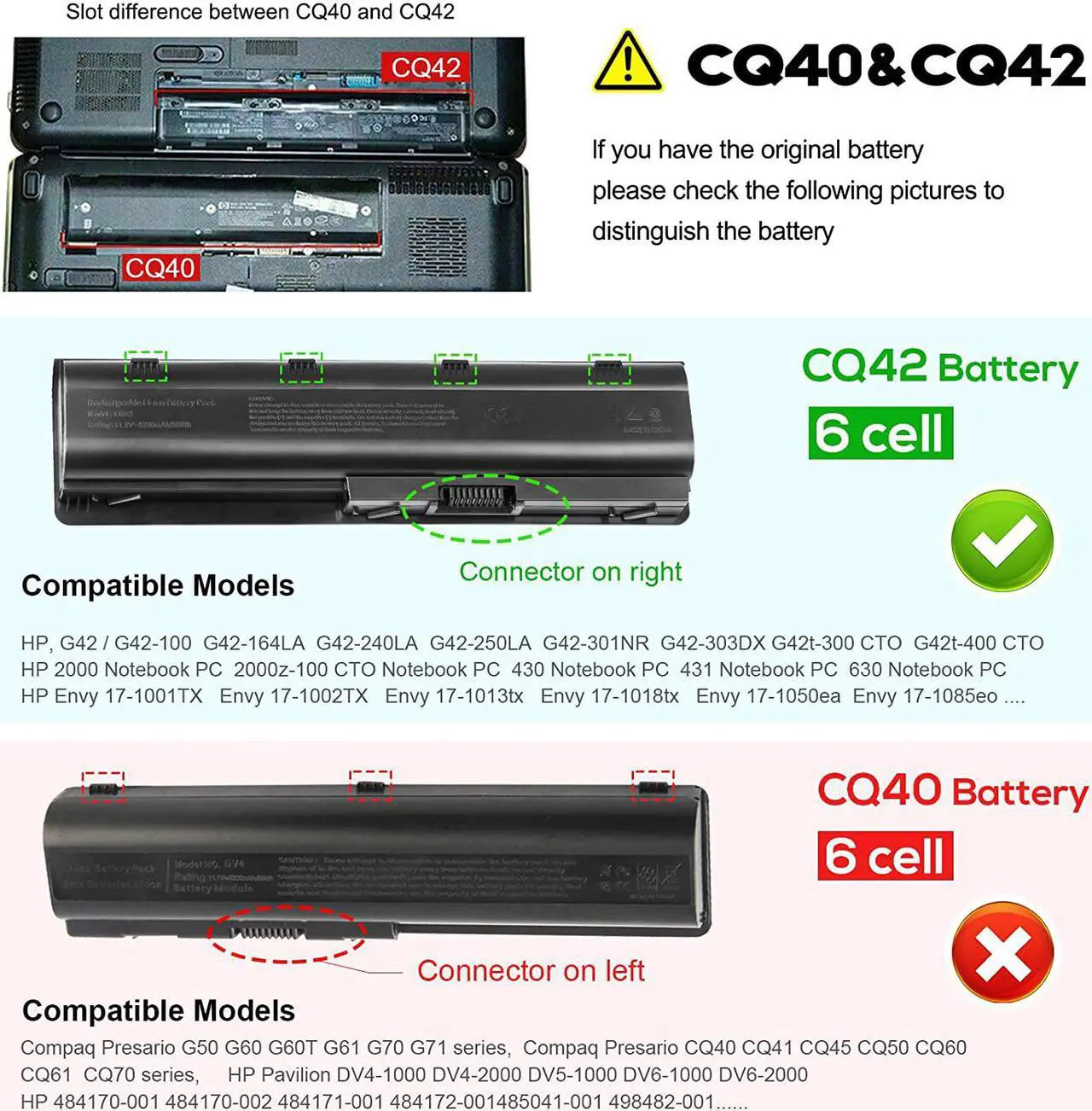 Alt view image 2 of 7 - Fancy Buying MU06 MU09 Laptop Battery for HP Spare 593553-001 593554-001 636631-001 584037-001 593550-001 593562-001 Compaq Presario CQ42 CQ56 CQ57 CQ62 Pavilion G7 G6 G4 DM4