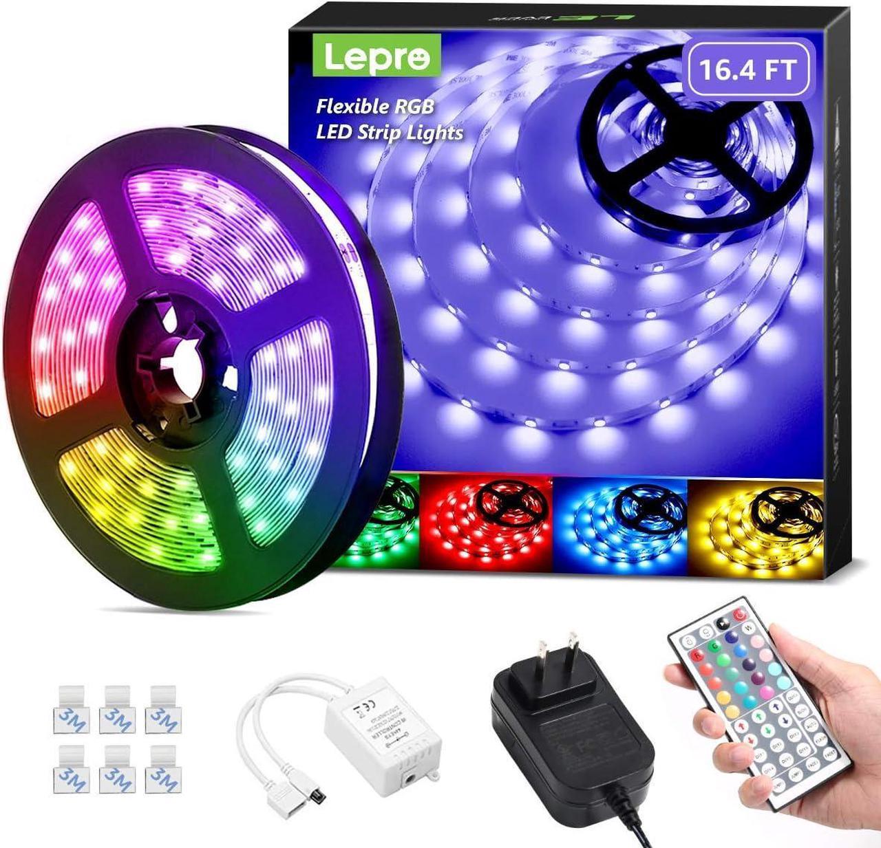 Lepro LED Strip Lights, 16.4ft LED Lights with Remote Control, 150 LEDs Non-Waterproof Led Strip Lights, 20 Color Changing LED Strip Lights for Bedroom, Kitchen and TV Decoration