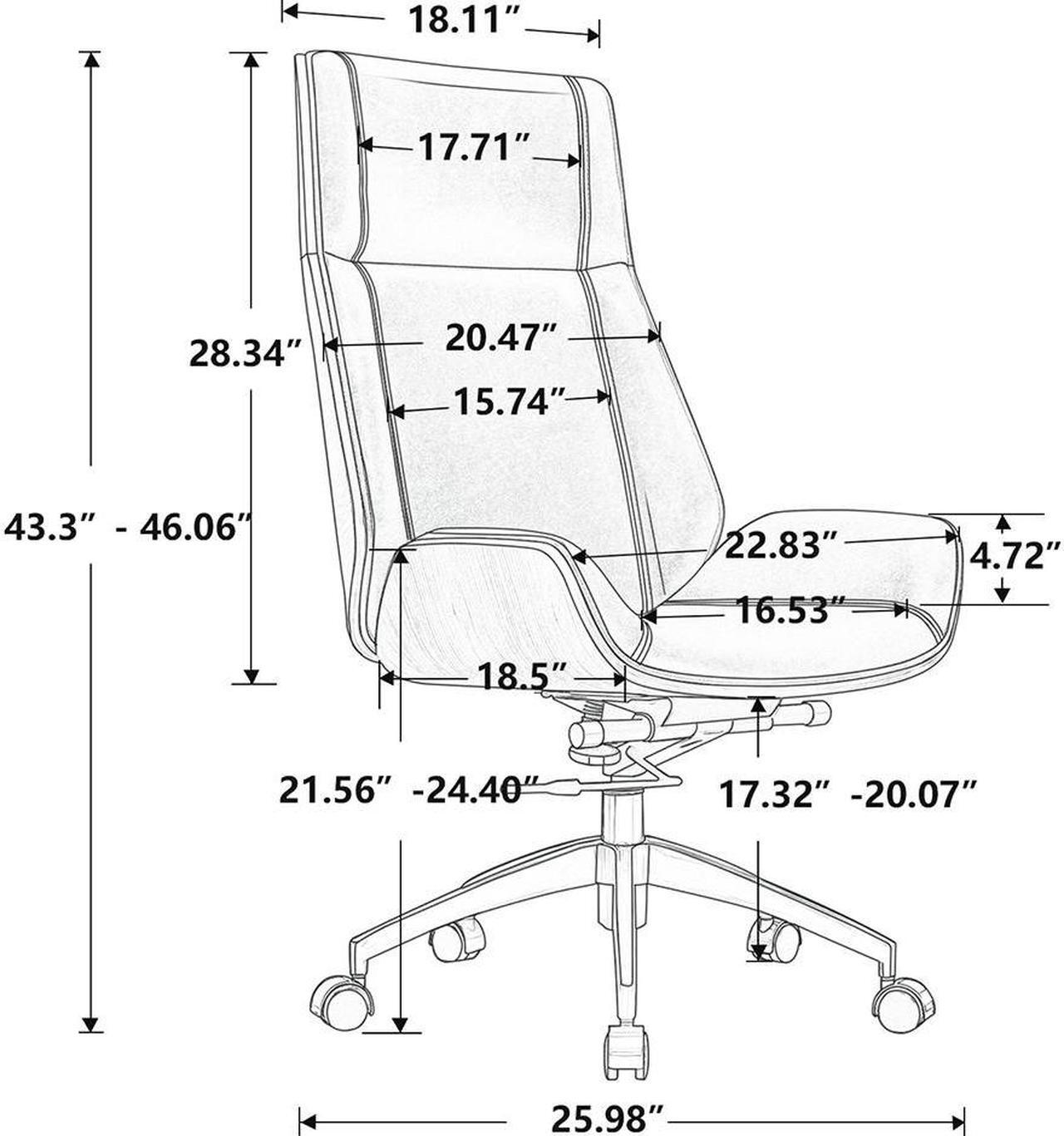 Alt view image 7 of 7 - 550lb Ergonomic Office Chair, Home Executive Desk Chair, Genuine Leather Task Chair, High Back Computer Chair Adjustable Gaming Chair, Walnut & Black