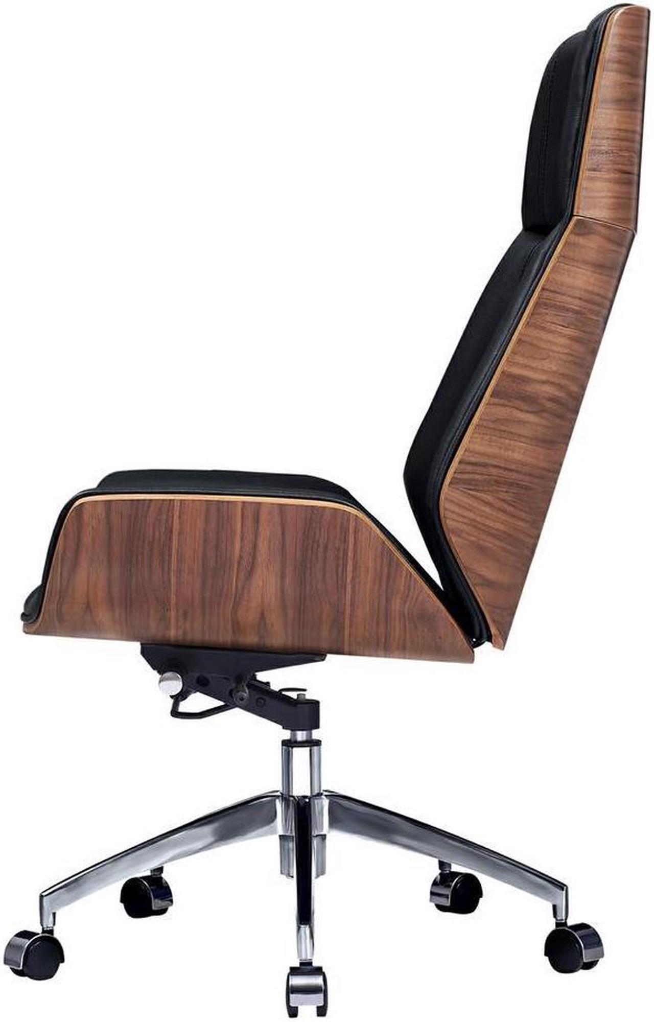 Alt view image 5 of 7 - 550lb Ergonomic Office Chair, Home Executive Desk Chair, Genuine Leather Task Chair, High Back Computer Chair Adjustable Gaming Chair, Walnut & Black