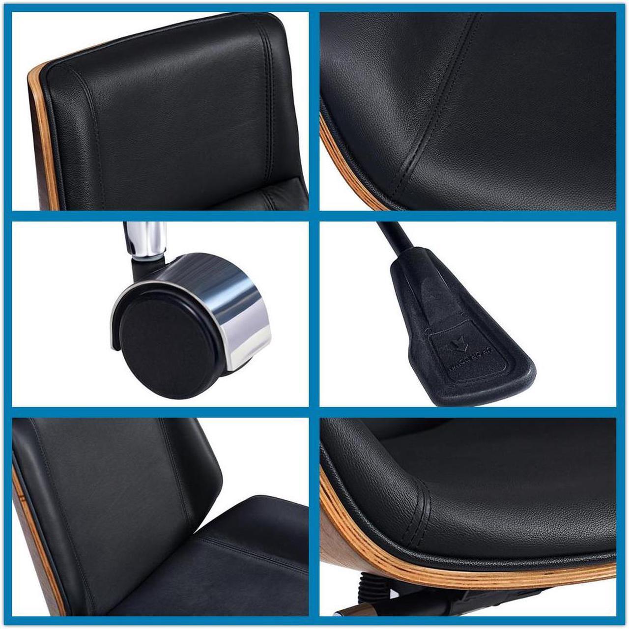 Alt view image 3 of 7 - 550lb Ergonomic Office Chair, Home Executive Desk Chair, Genuine Leather Task Chair, High Back Computer Chair Adjustable Gaming Chair, Walnut & Black