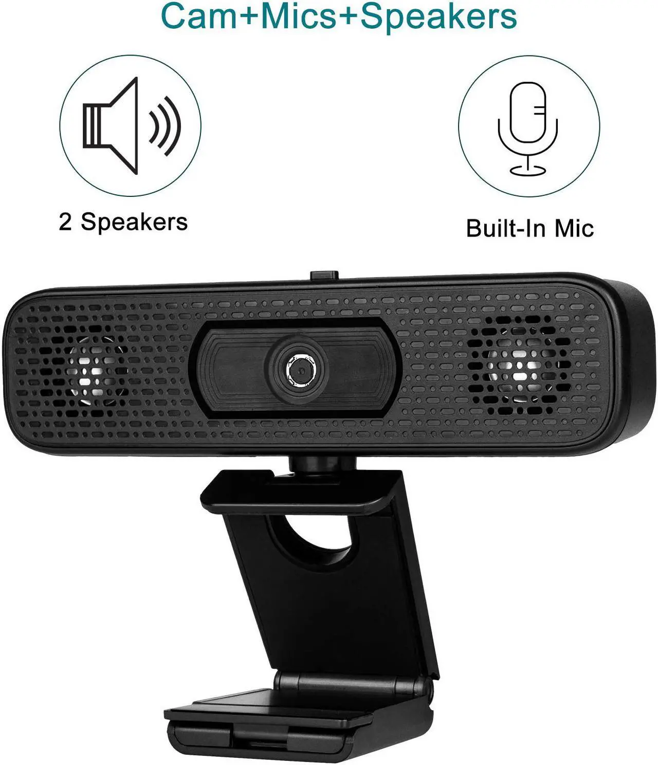 Alt view image 2 of 7 - Goaic L32C 4K HD Webcam with 2 Speakers & Built-in Microphone for Computer Laptop, 90 Degree View Angle Autofocus Computer Camera with Privacy Cover for Live Streaming, Video Calls, Games