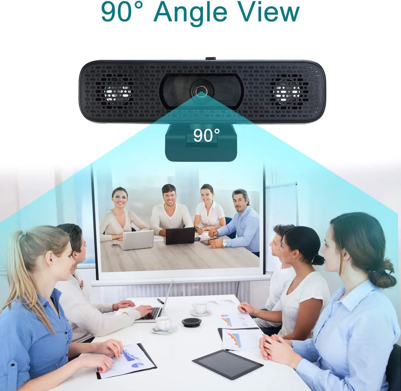 Alt view image 3 of 7 - Goaic L32C 4K HD Webcam with 2 Speakers & Built-in Microphone for Computer Laptop, 90 Degree View Angle Autofocus Computer Camera with Privacy Cover for Live Streaming, Video Calls, Games