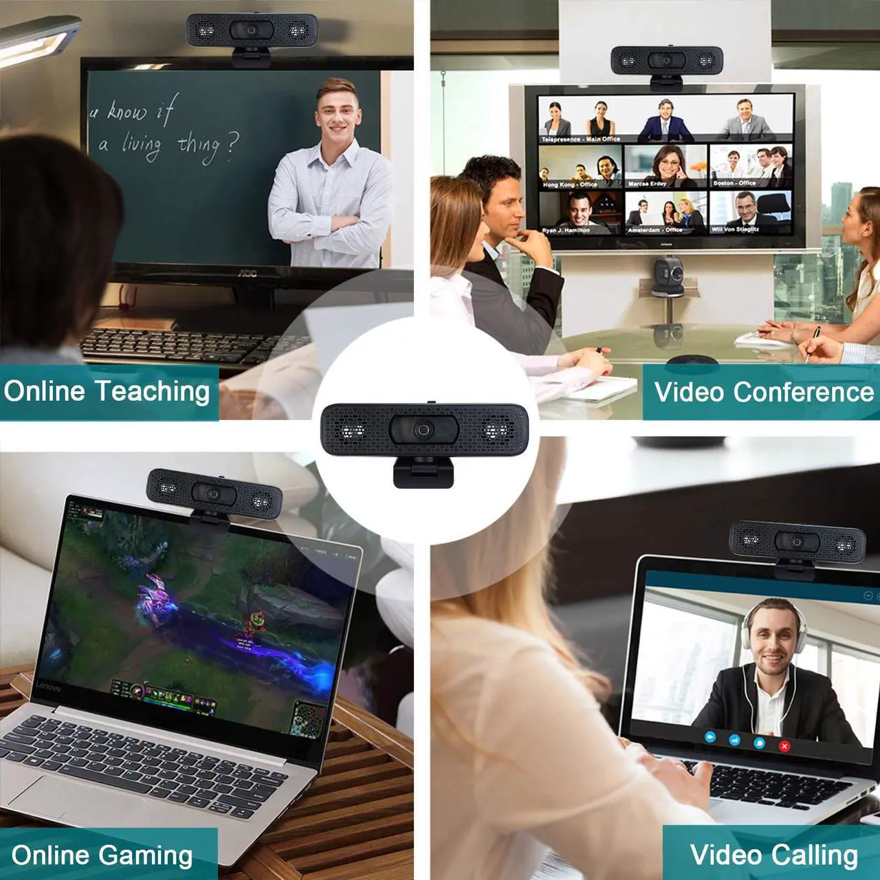 Alt view image 7 of 7 - Goaic L32C 4K HD Webcam with 2 Speakers & Built-in Microphone for Computer Laptop, 90 Degree View Angle Autofocus Computer Camera with Privacy Cover for Live Streaming, Video Calls, Games