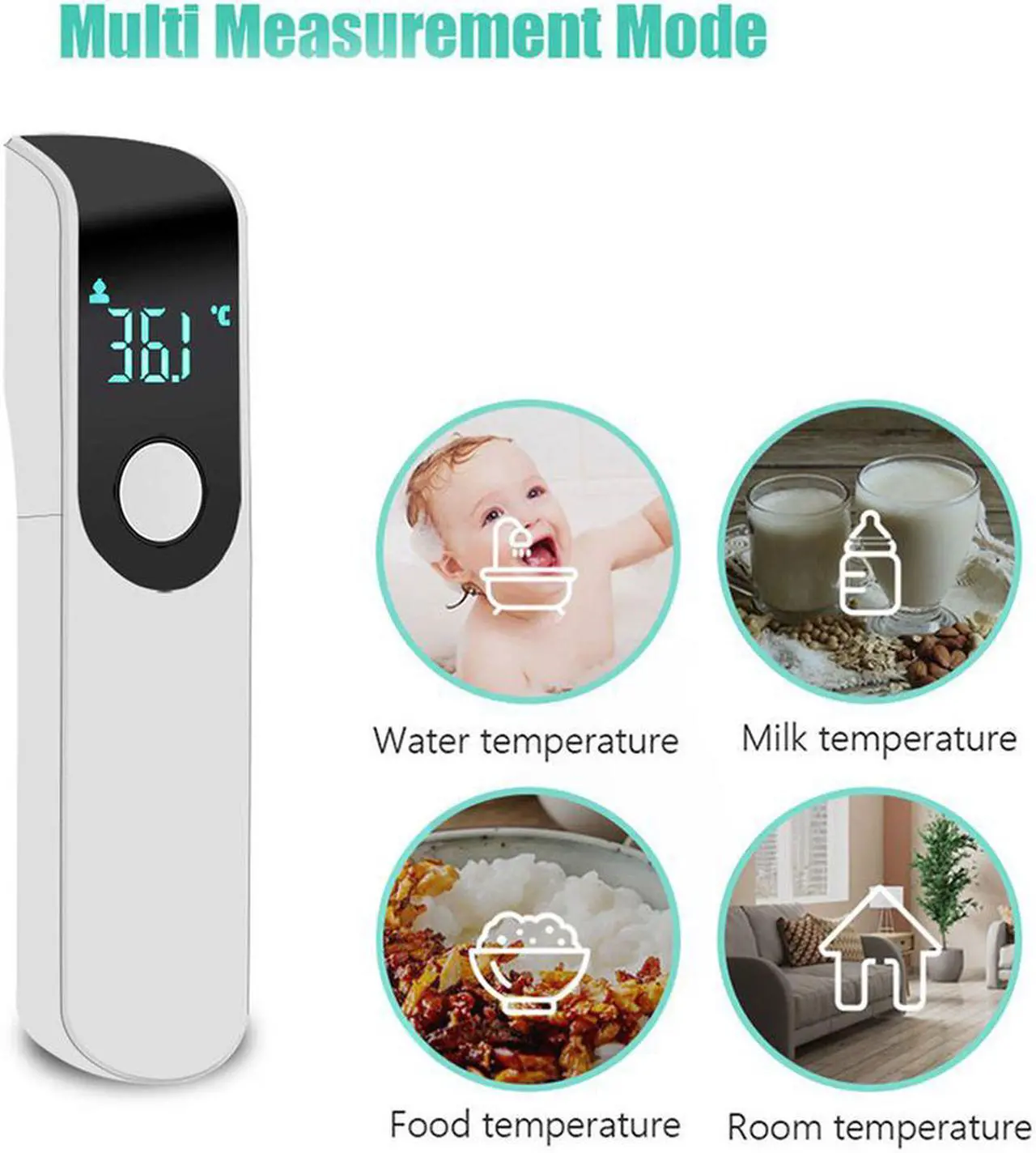 Alt view image 2 of 6 - Non-contact Thermometer Forehead Infrared Electronic Thermometer Mini Household Handheld Electronic Thermometer for Adults and Kids (White)