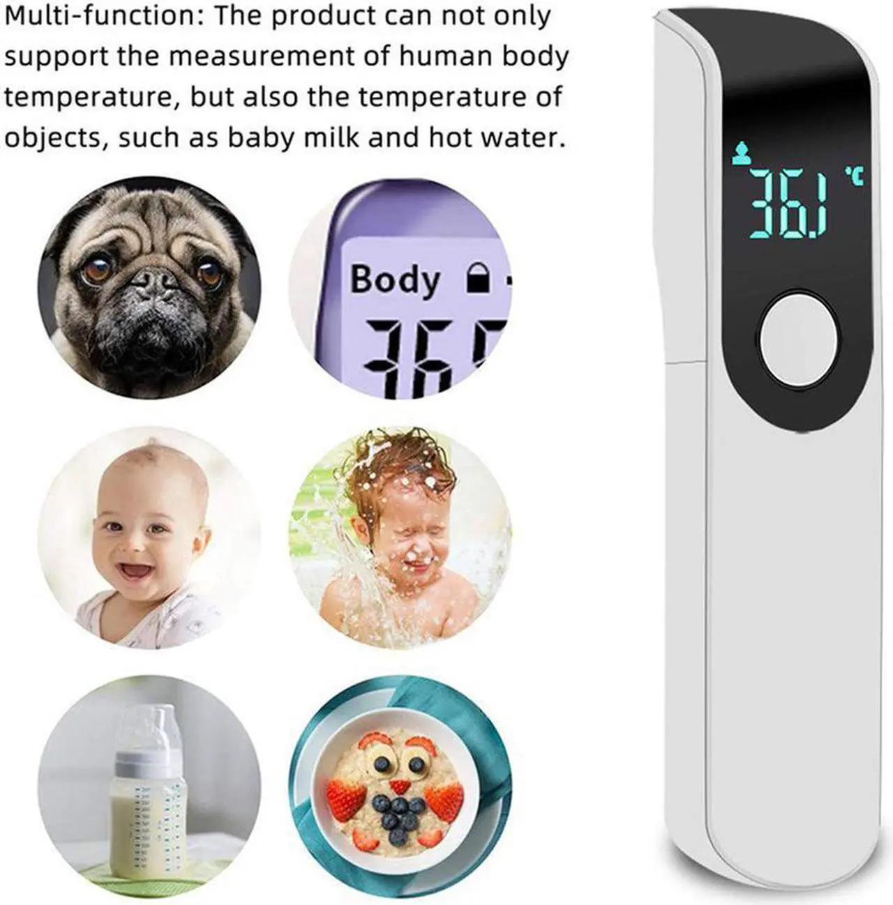 Alt view image 3 of 6 - Non-contact Thermometer Forehead Infrared Electronic Thermometer Mini Household Handheld Electronic Thermometer for Adults and Kids (White)