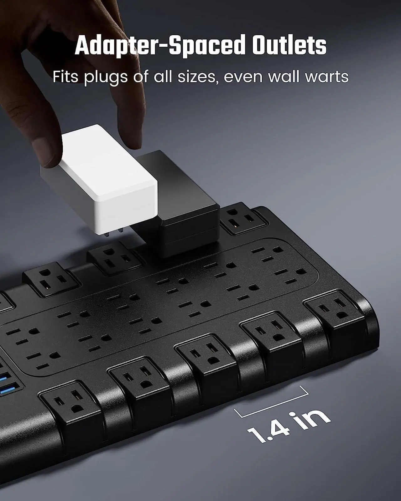Alt view image 3 of 7 - SUPERDANNY 2 USB-C Ports Fast Charging Station Power Strip Surge Protector 22 Outlets 2100J Iphone Charger