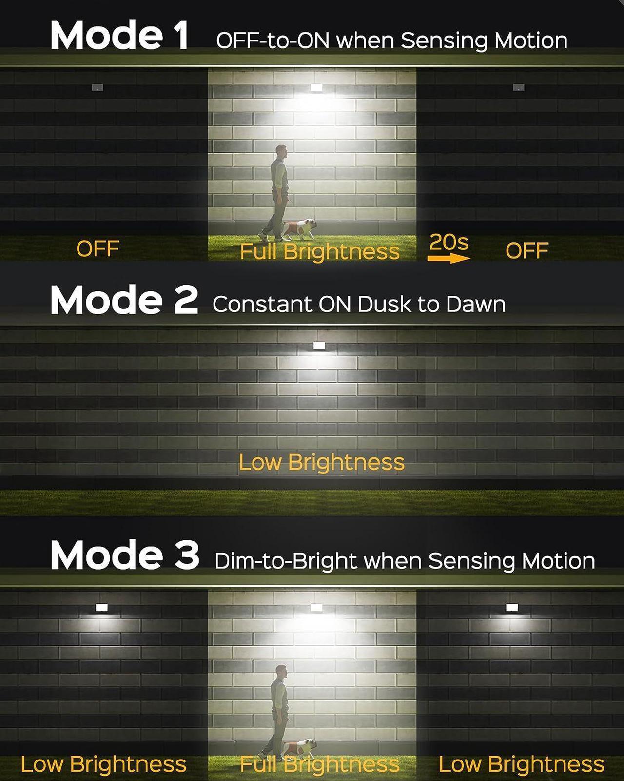 Alt view image 4 of 7 - 2 Pack Outdoor Solar LED Lights, Solar Powered  Flood Lights witgh Motion Sensor Lights with Remote Control Security Lights for Outside Garage 16ft Cable