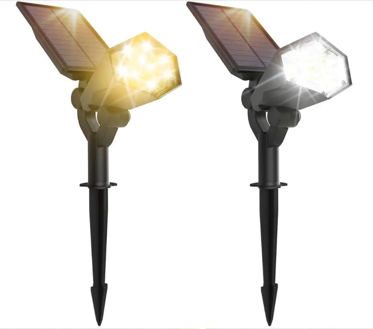 Main image of SUPERDANNY Solar Spot Lights Outdoor, 180° Adjustable Solar Lights for Outside Garden, 4 Modes 3000K/6000K, IP65 Waterproof, LED Solar Powered Landscape Lighting for Yard, Pathway, 2 Pack