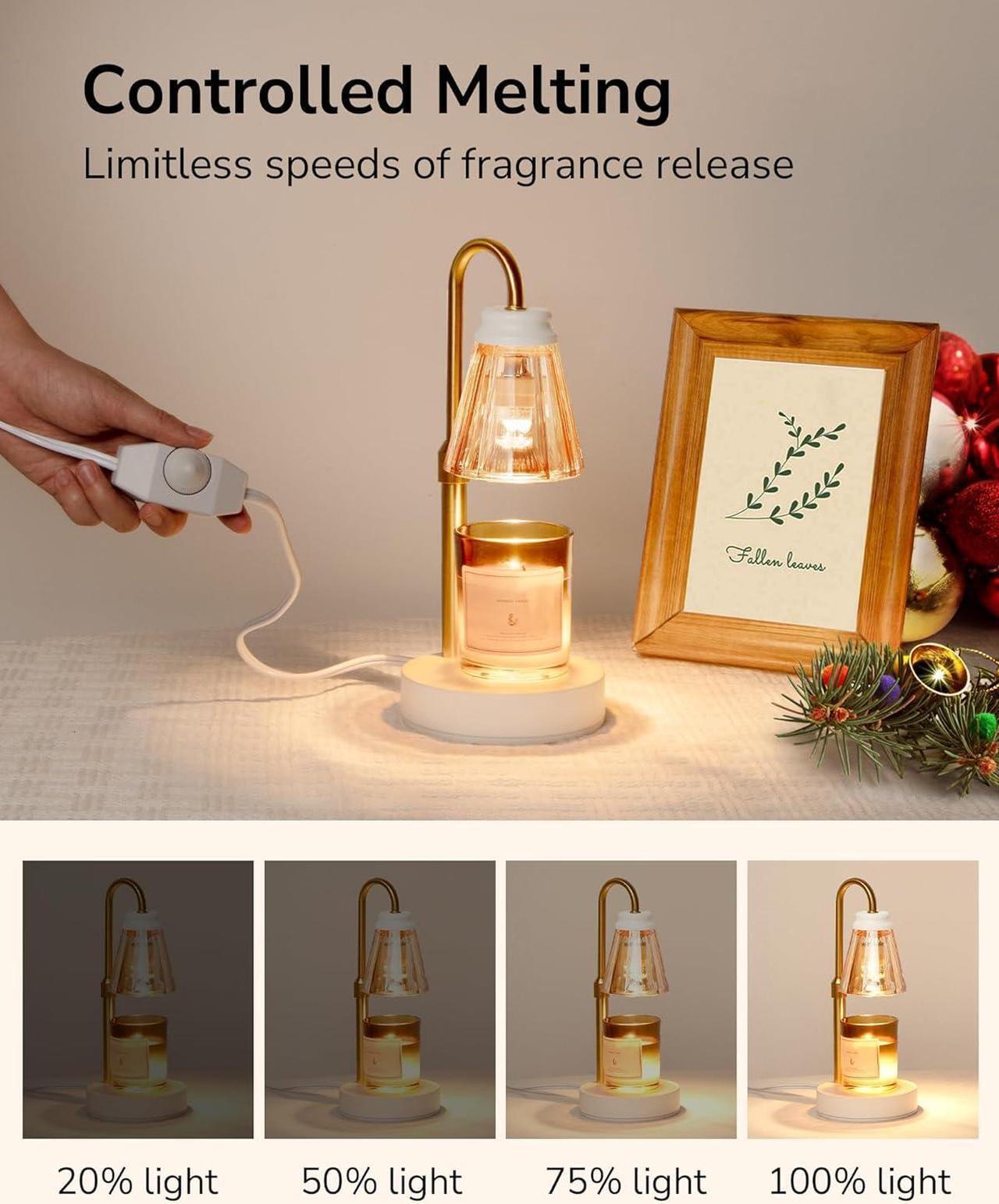 Alt view image 7 of 7 - 2-Pack Candle Warmer Lamp with Dimmer, Lamp Candle Warmer with 4 Bulbs for 3 Wick Candles, Height Adjustable Candle Melter Light for Scented Wax, Christmas Gift for Mom, Home Decor, Amber