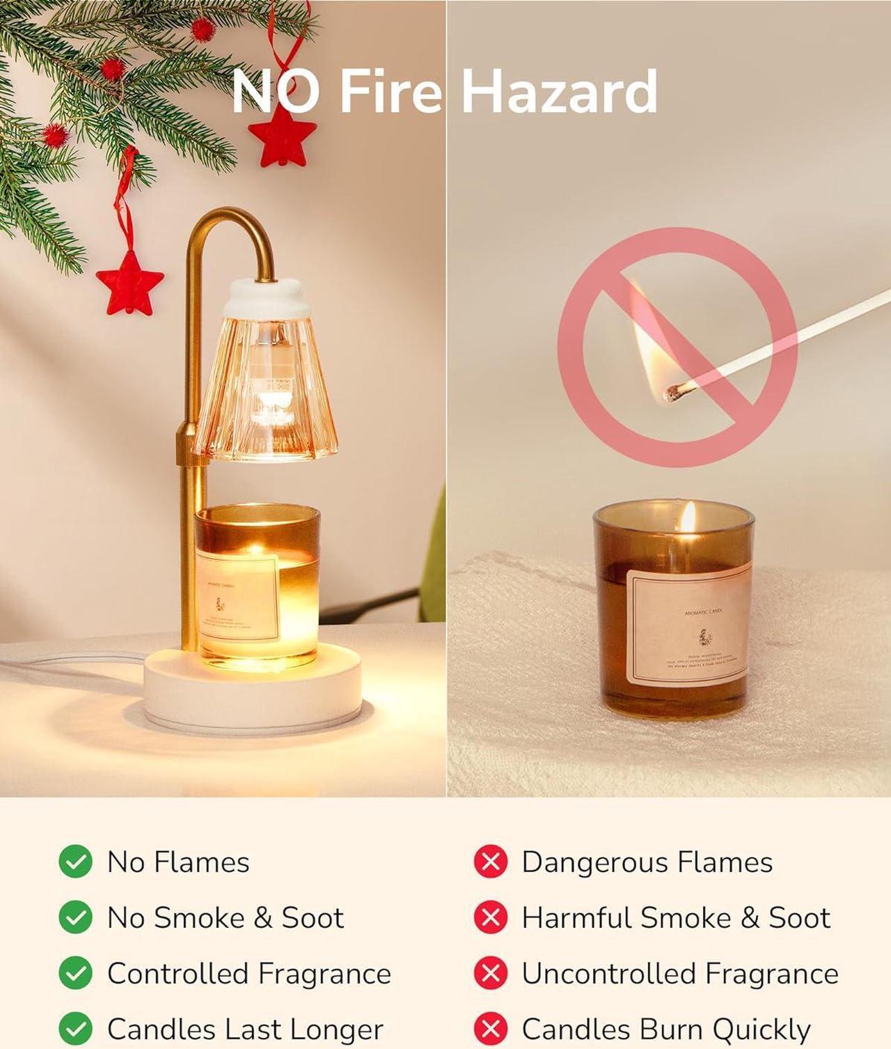 Alt view image 6 of 7 - 2-Pack Candle Warmer Lamp with Dimmer, Lamp Candle Warmer with 4 Bulbs for 3 Wick Candles, Height Adjustable Candle Melter Light for Scented Wax, Christmas Gift for Mom, Home Decor, Amber