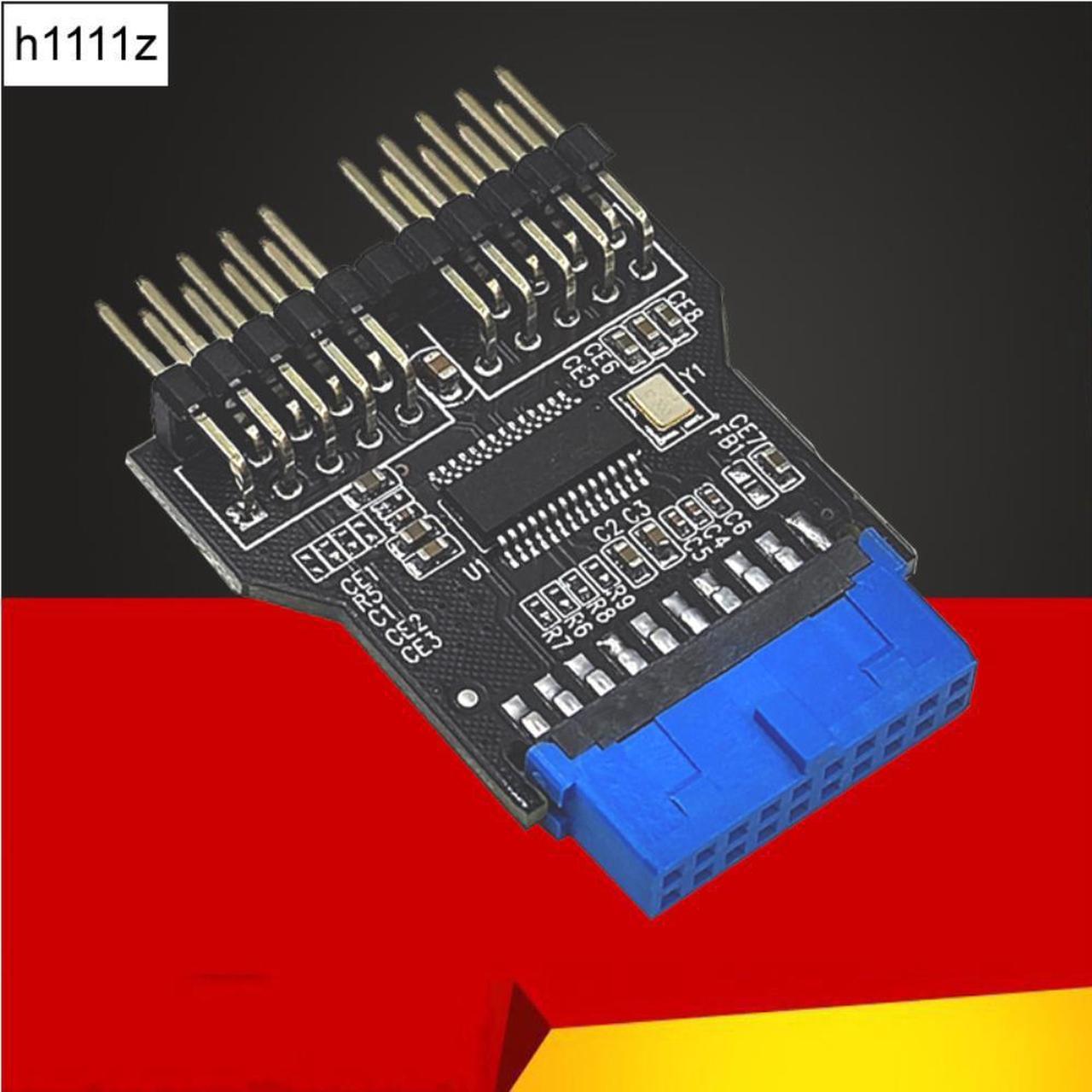 USB Splitter Motherboard 19Pin to Dual 9Pin Connectors Header Female 1 to 2 Male Board 9-Pin USB HUB USB 2.0 9 pin Riser Adapter