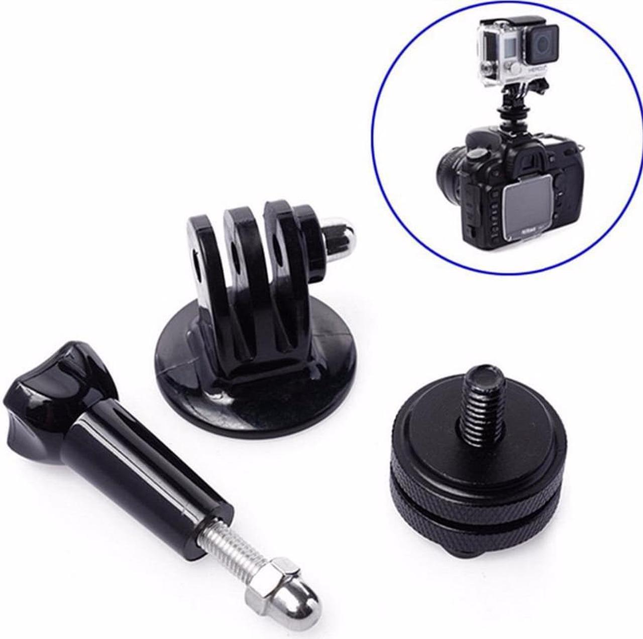 1/4'' Hot Shoe Adaptor +Tripod Mount +Screw For GoPro Hero 2 3 3+ 4 5 DSLR