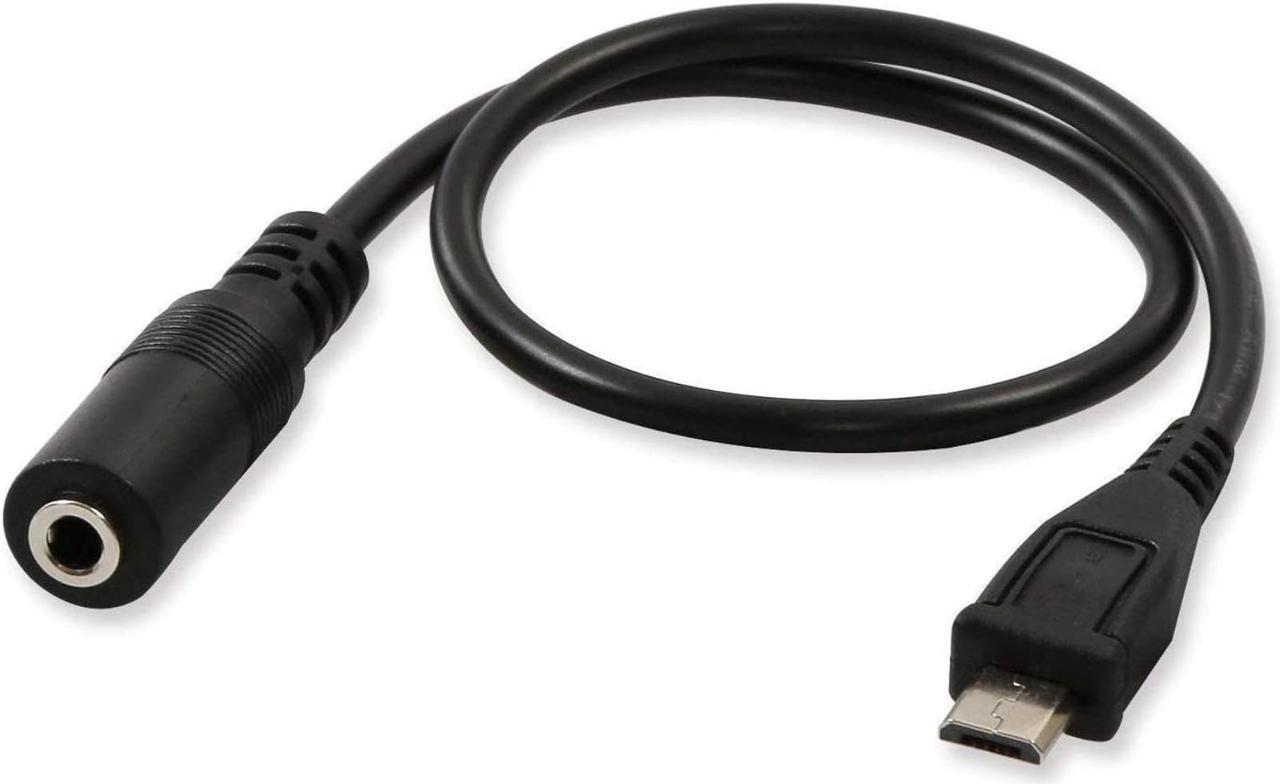 Micro USB Male to 3.5mm Jack Female Audio Cable Cord for Active Clip Mic Microphone Convert Adapter -1Feet (Black)