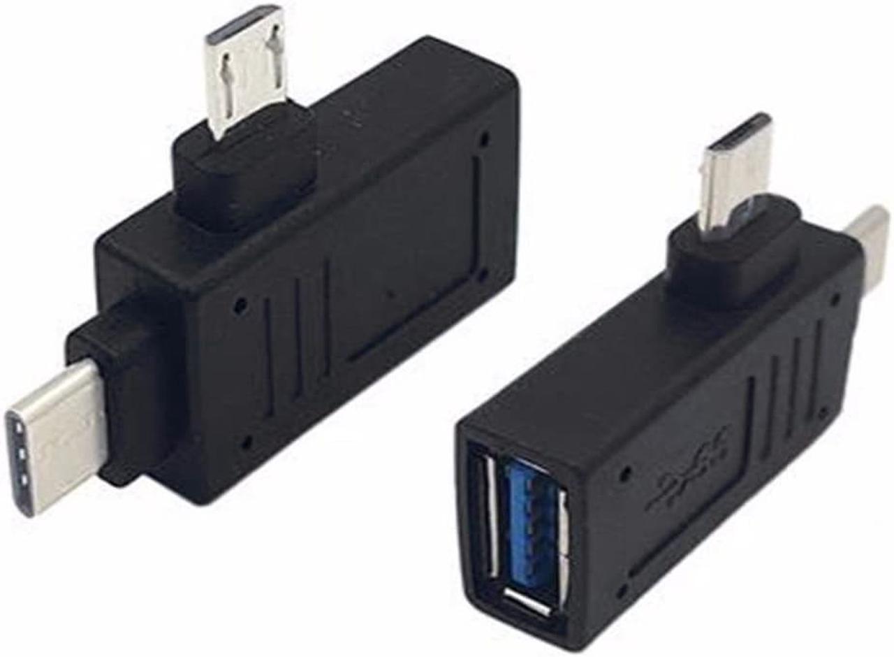 2-in-1 USB 3.1 Type C Micro USB Male to USB 3.0 Type A Female OTG Adapter,Black